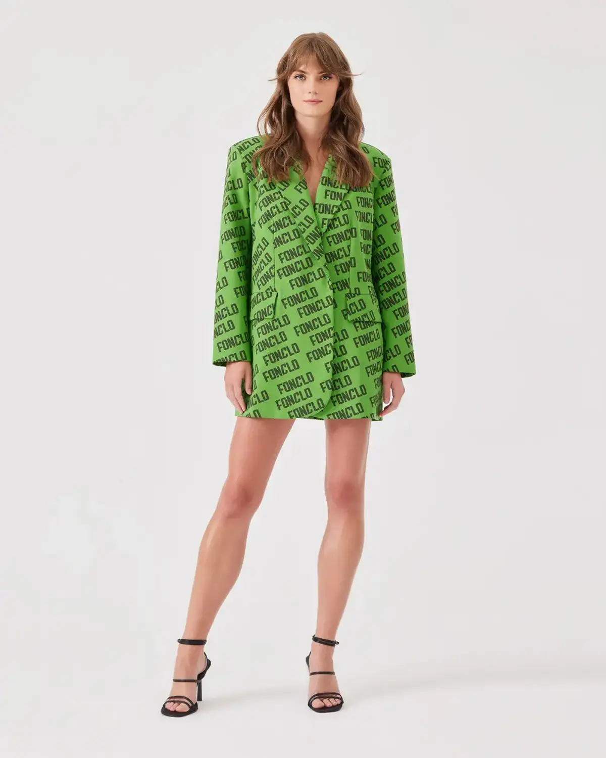 logo baskılı oversize vatkalı blazer ceket