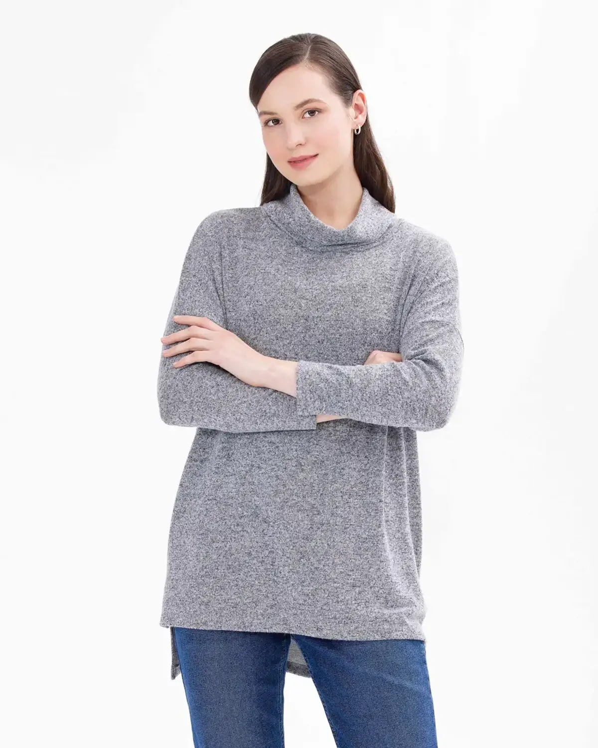 dik yakalı asimetrik kesim bluz