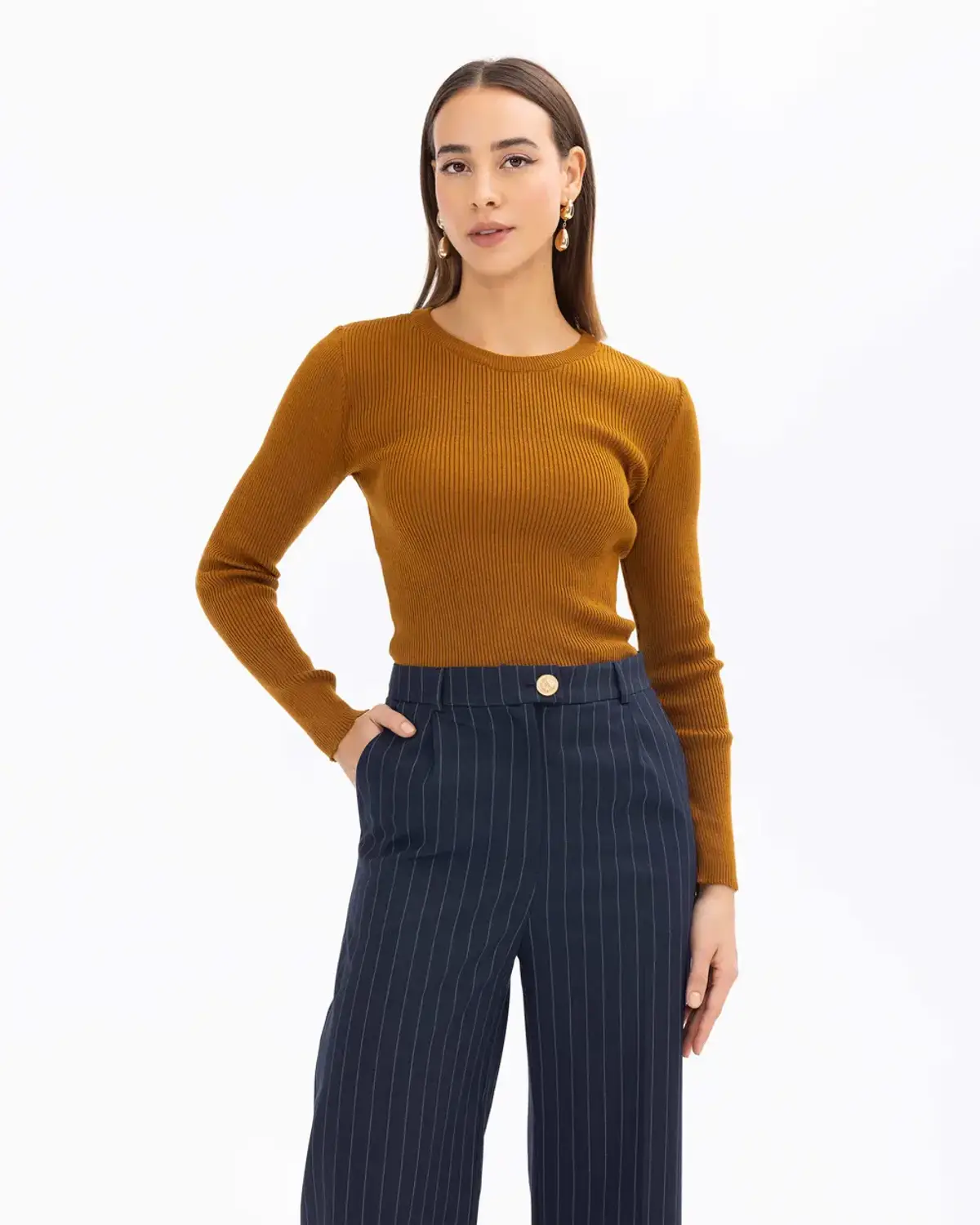 sıfır yakalı fit kesim basic triko bluz