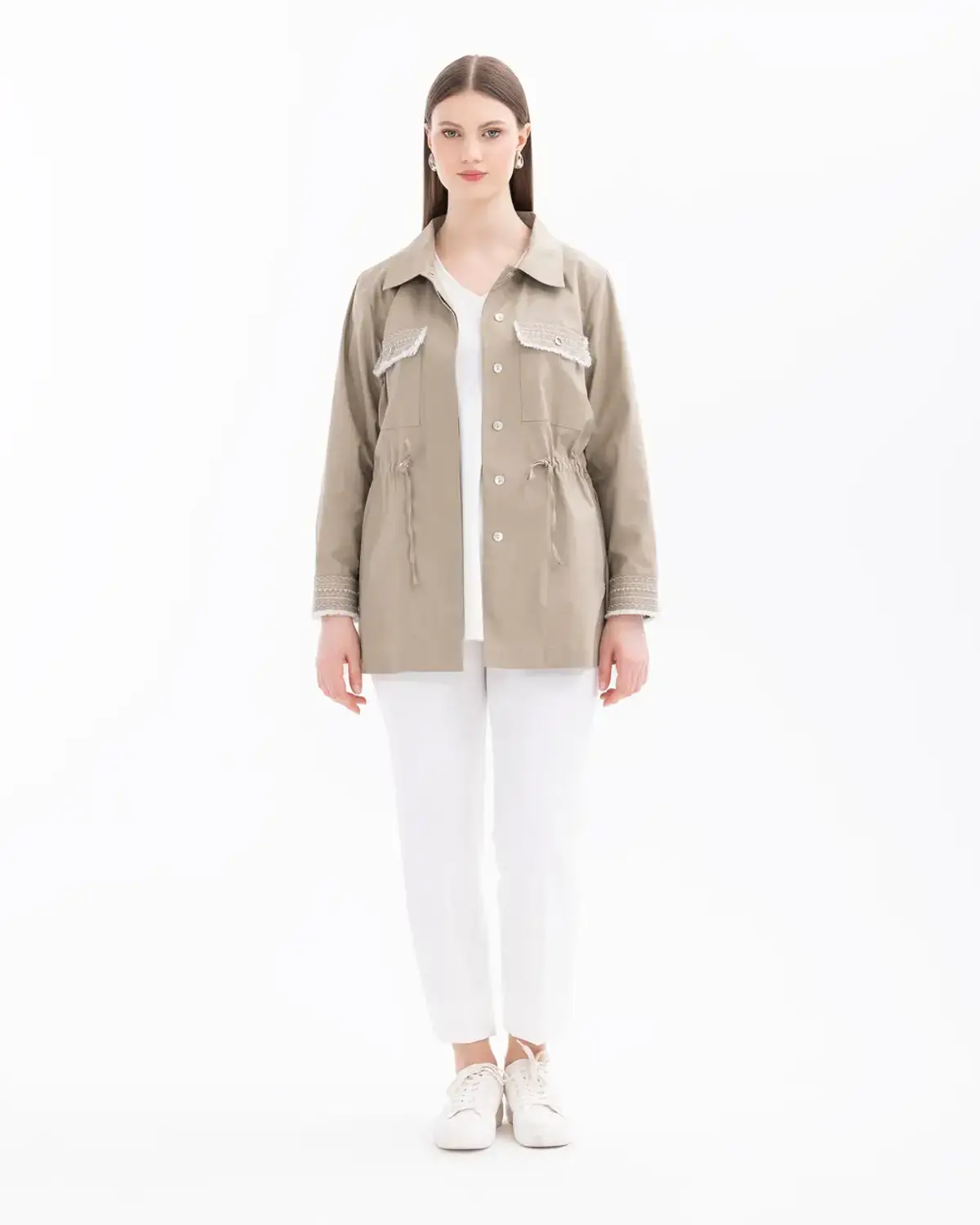 büyük beden nakış detaylı ceket