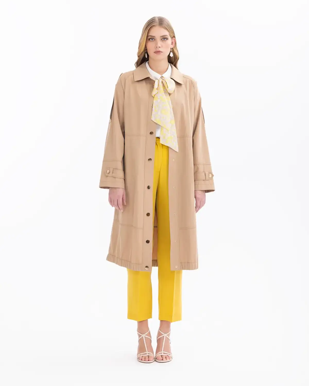 Жіночий тренчкот з поясом і гудзиками до колін, стильний і елегантний, підходить для будь-якої пори року