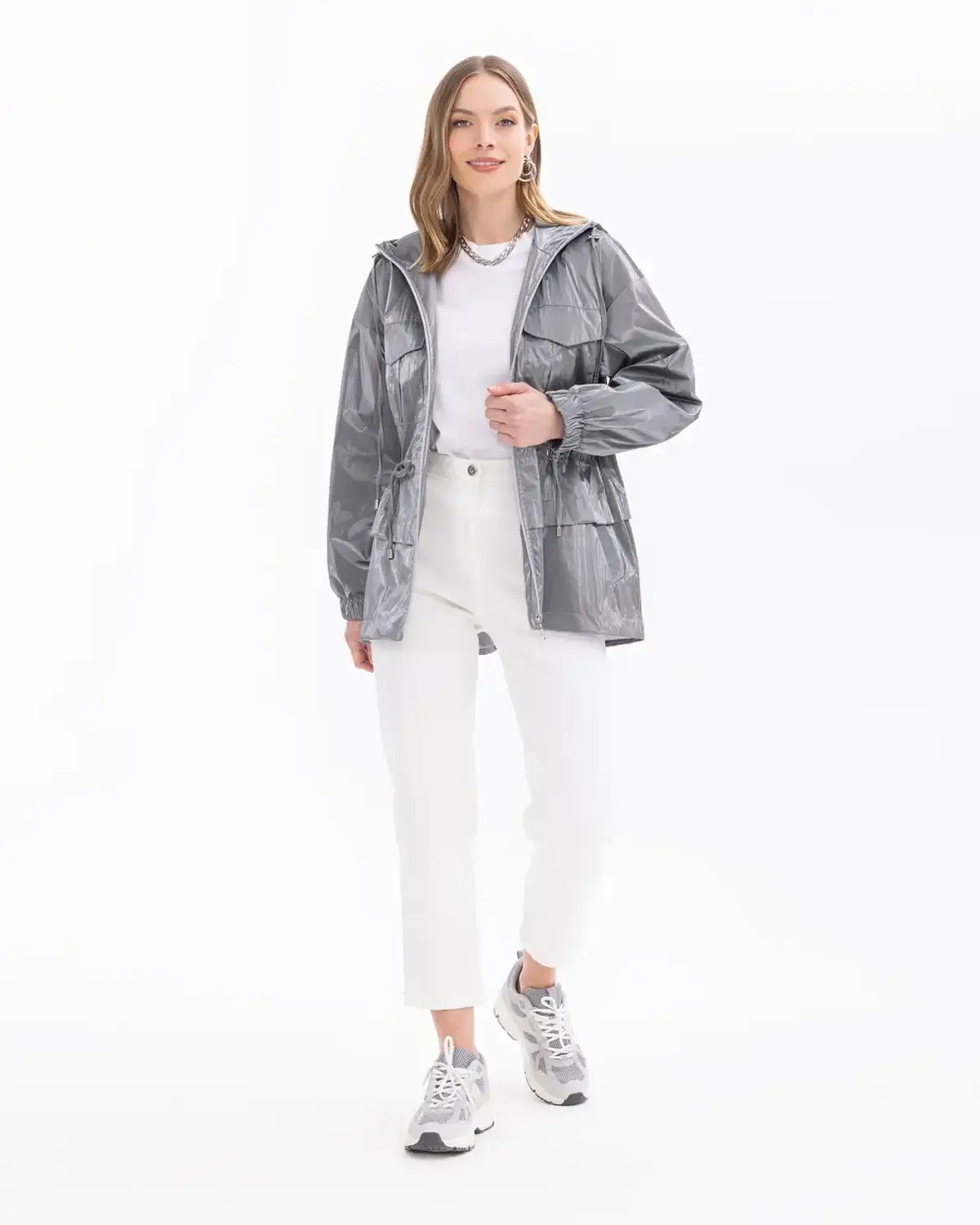 cep detaylı fermuarlı trençkot