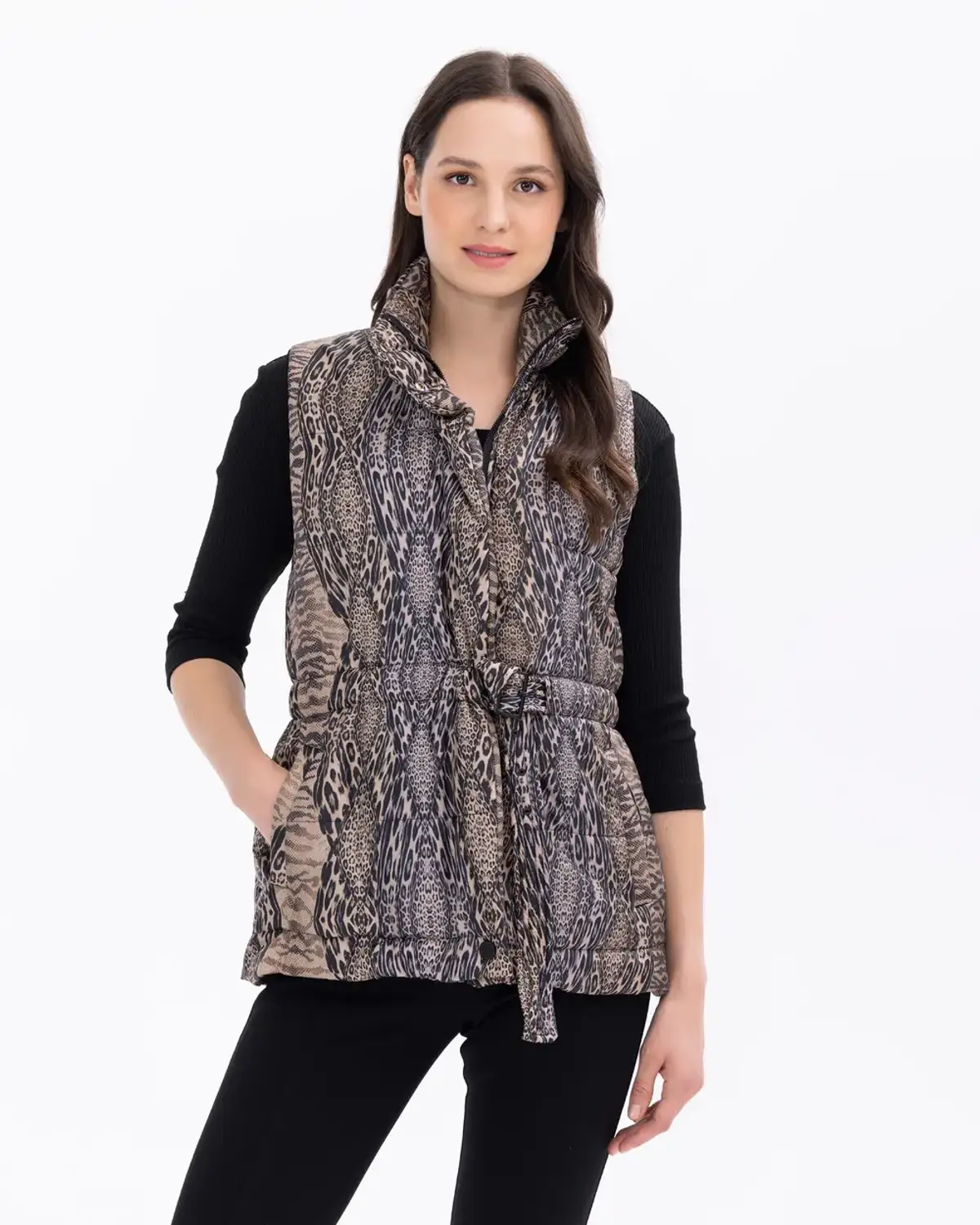 leopar desenli şişme yelek