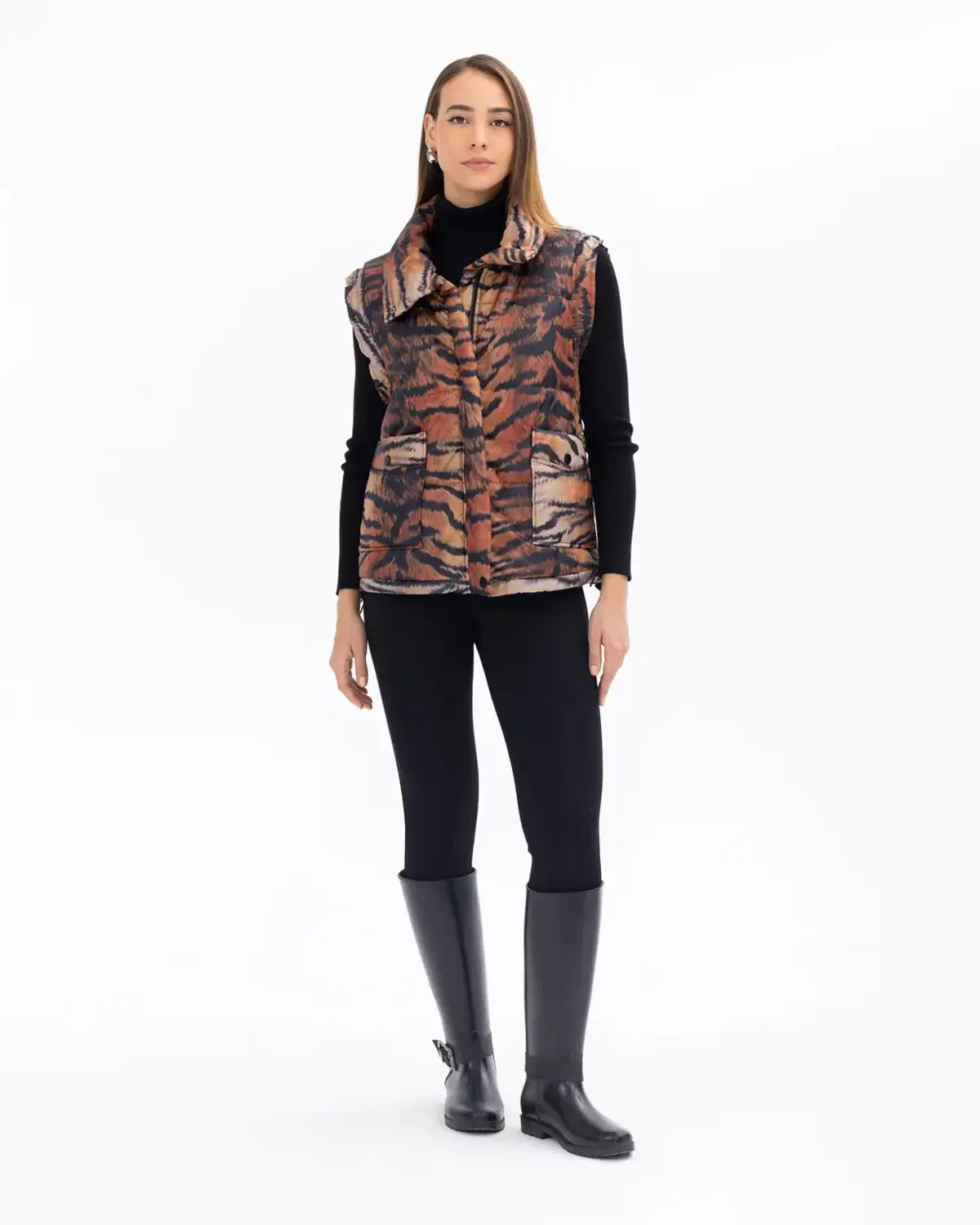 leopar desenli bağcık detaylı şişme yelek