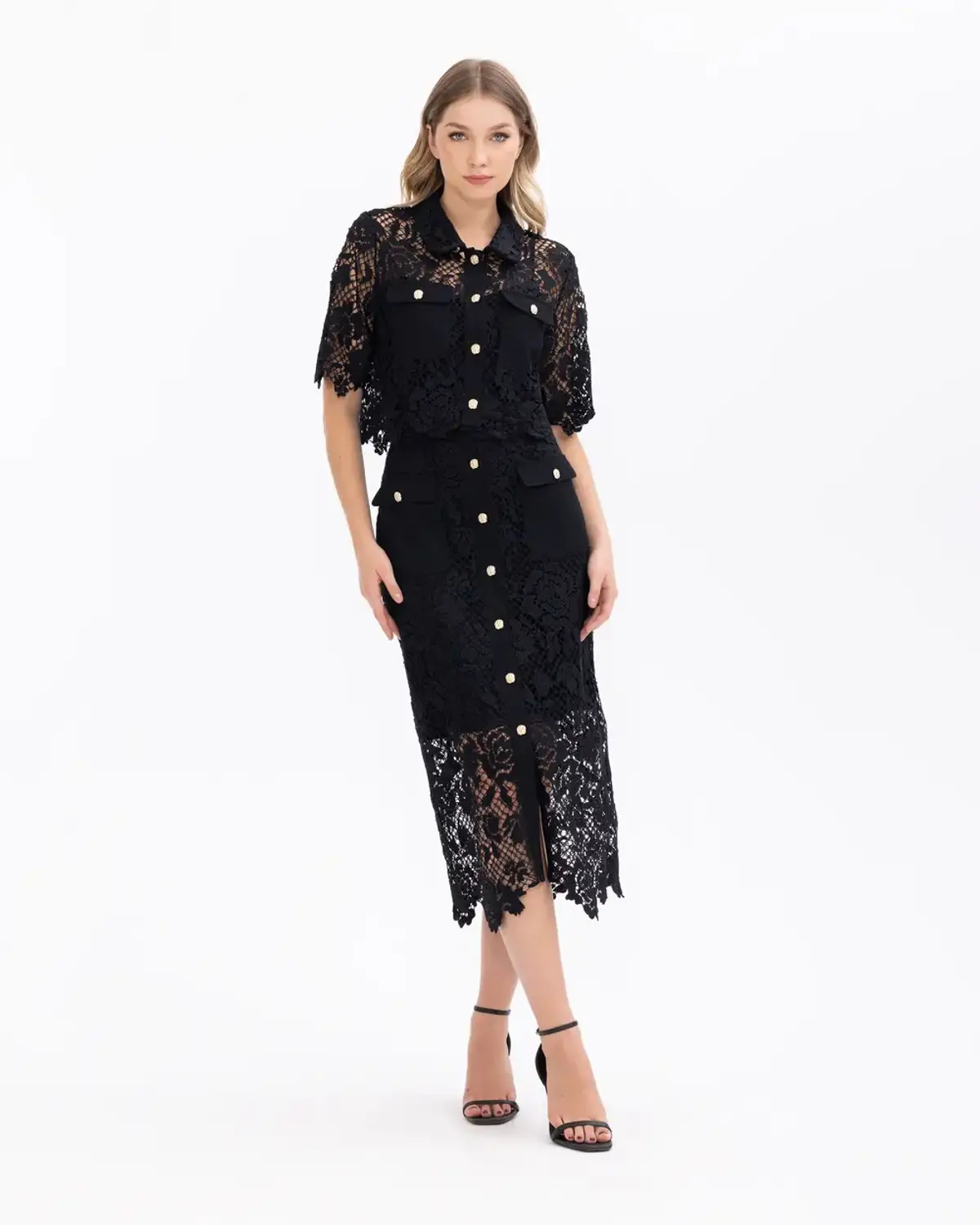 dantel midi boy kalem etek