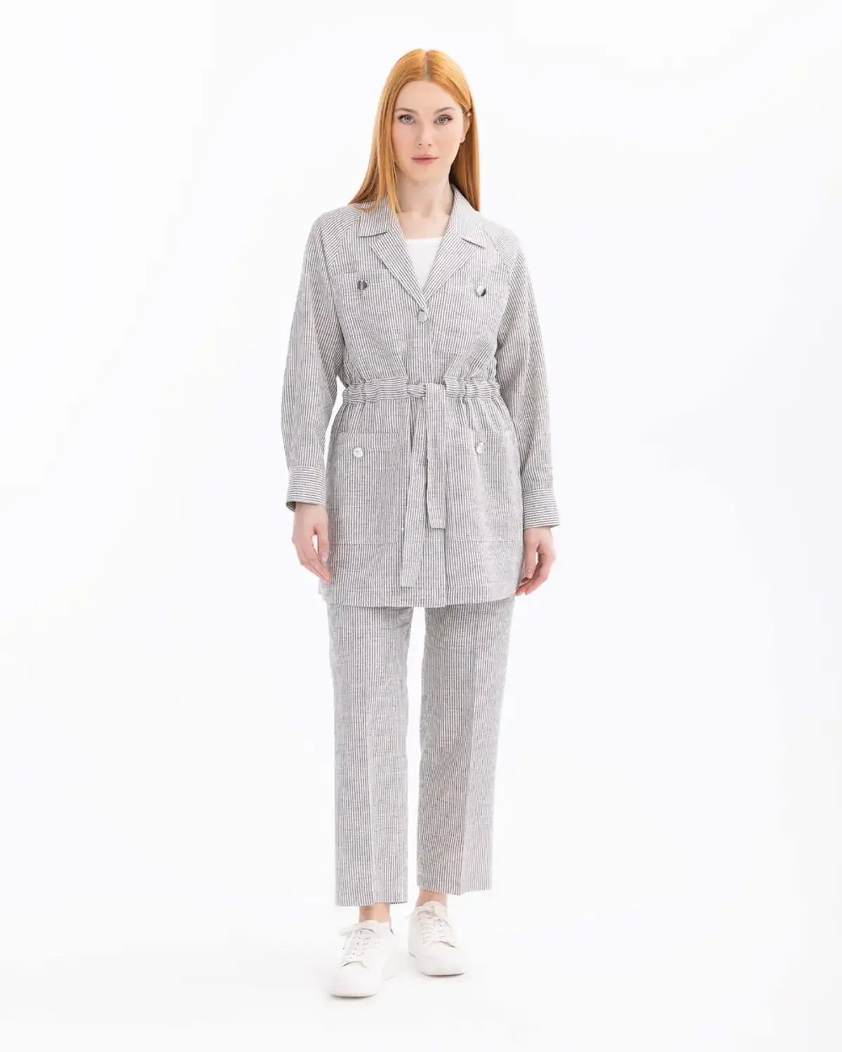 cep detaylı çizgili pantolon