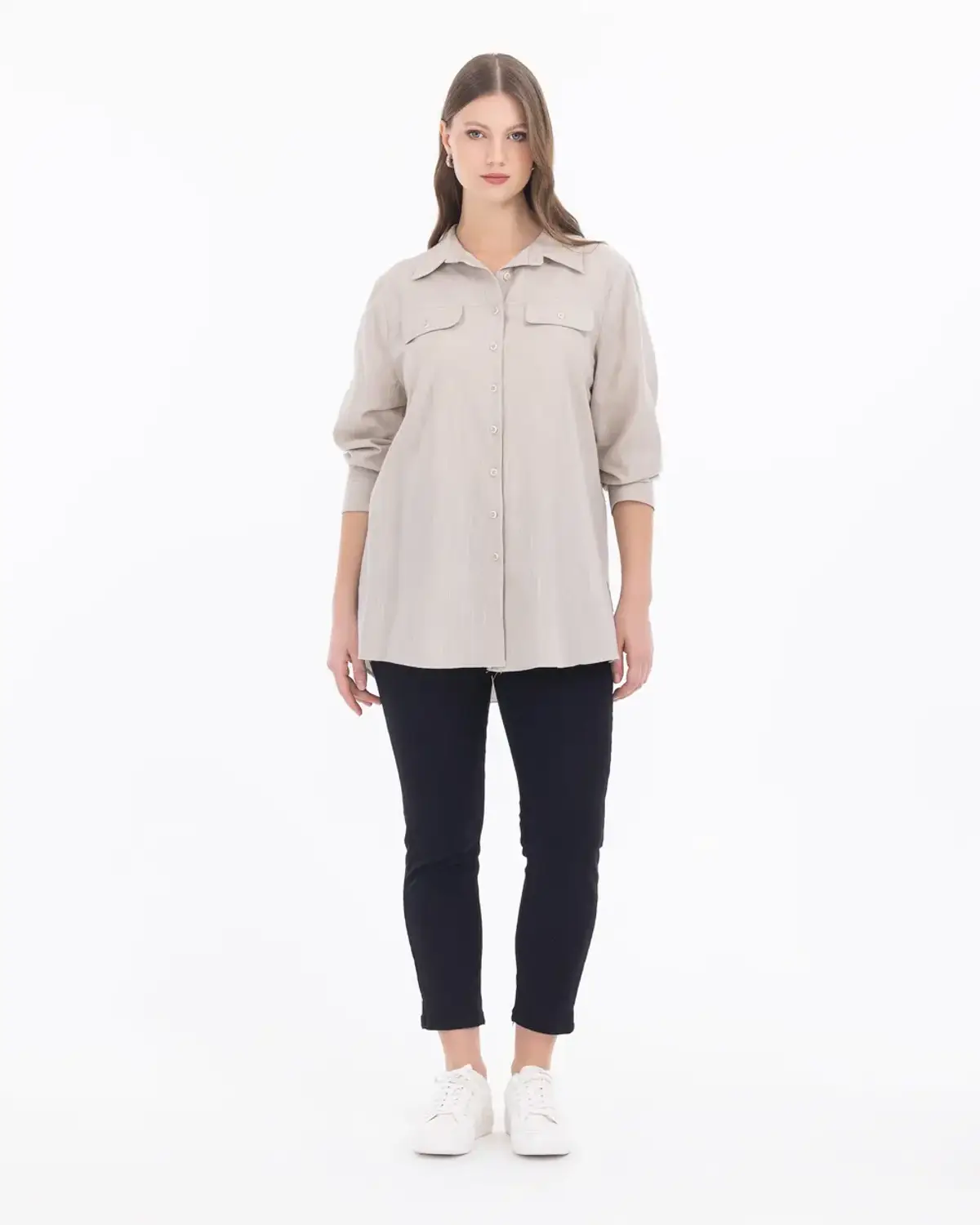 büyük beden uzun kollu gömlek