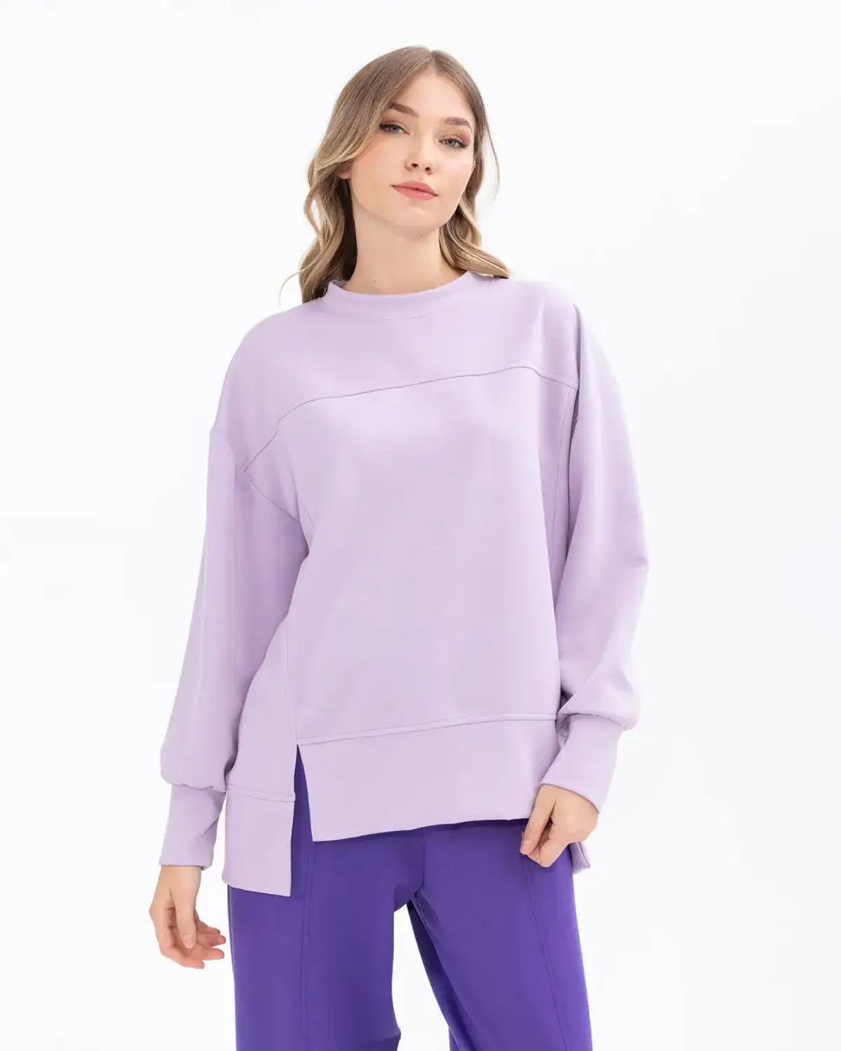 scuba kumaş yırtmaç detaylı sweatshirt