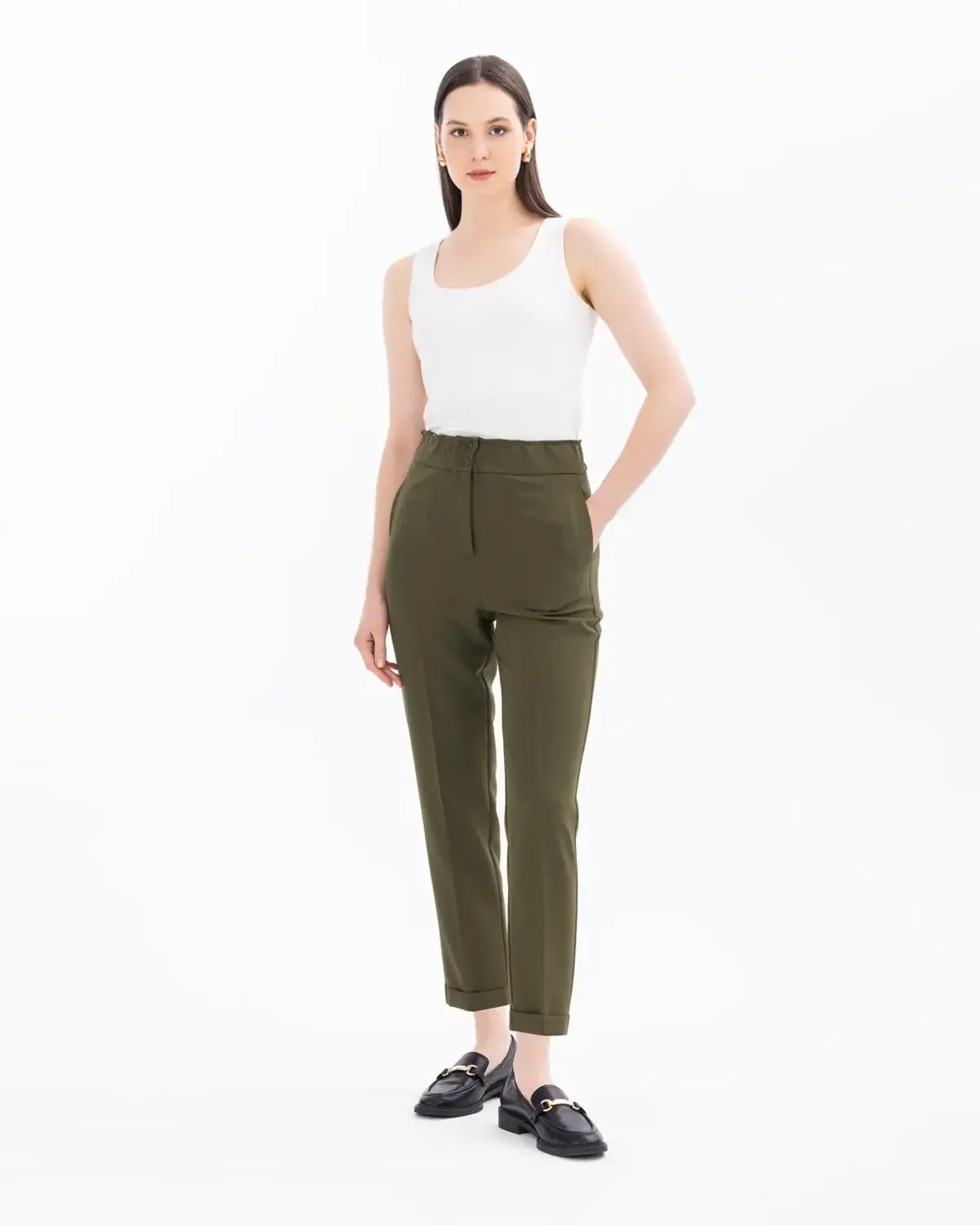 Штани кюлот зі зручним посадкою до щиколотки, двоколірні з еластичною талieю, для щоденного та святкового стилю