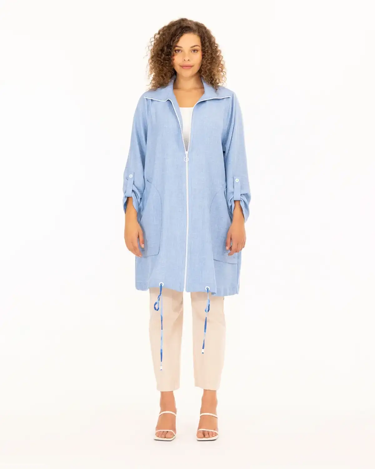 büyük beden fermuarlı cep detaylı kap