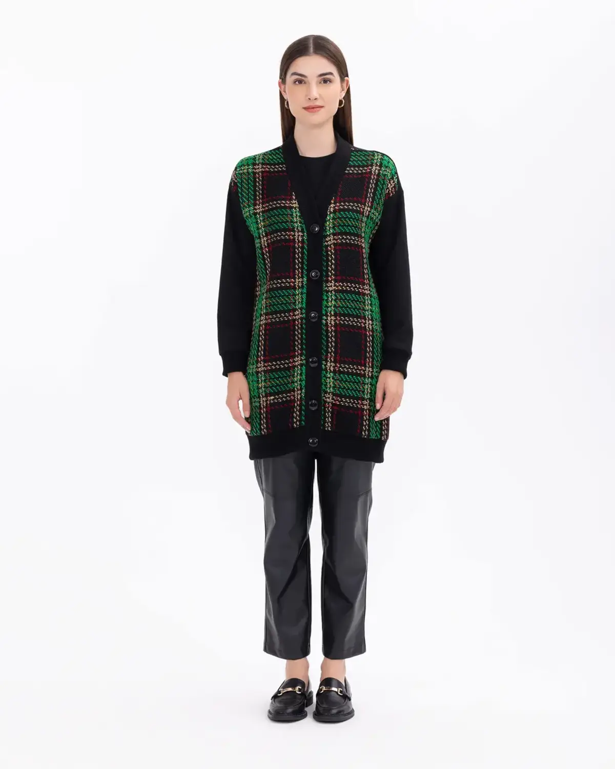 dikiş detaylı cepli suni deri pantolon