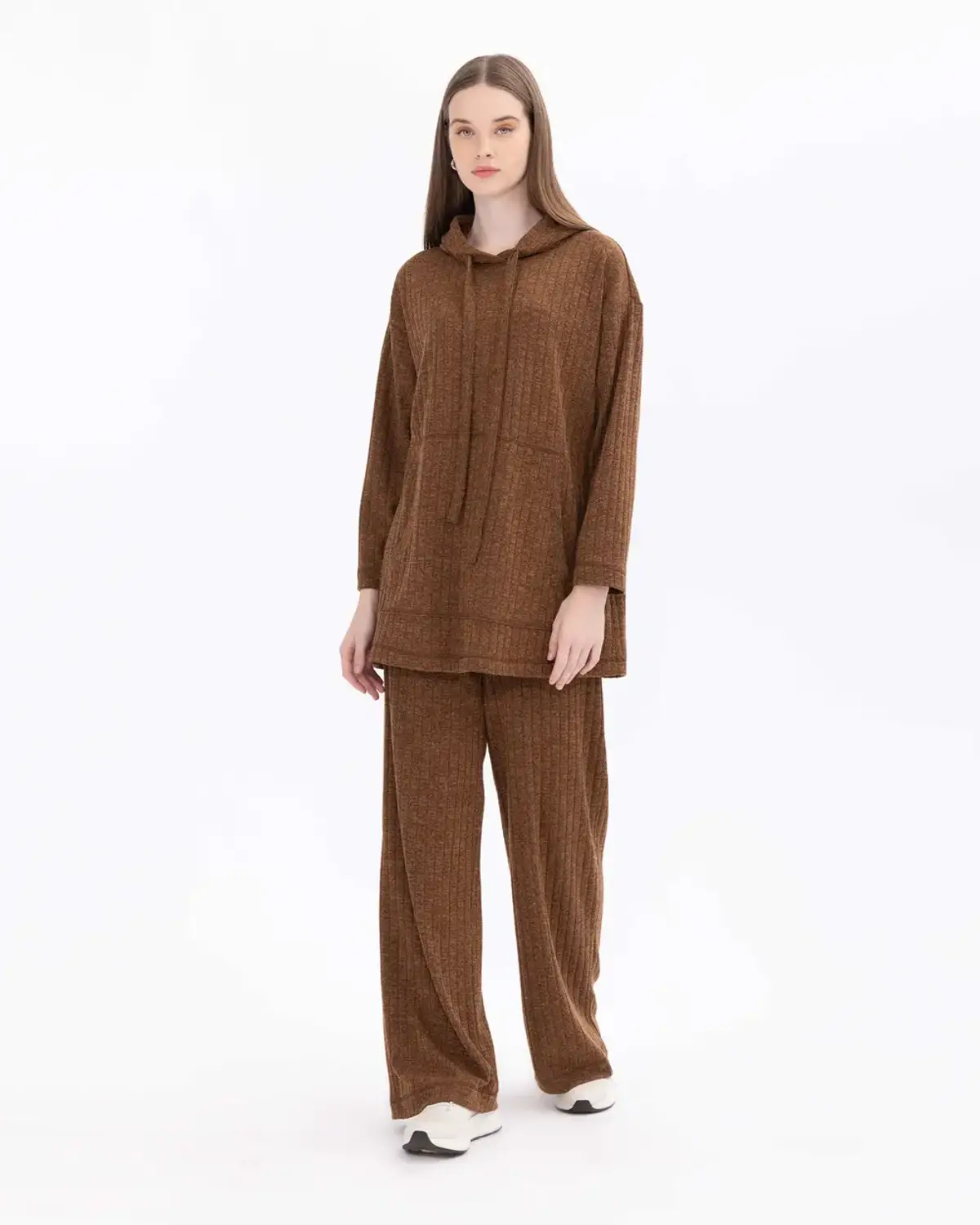 geniş paçalı elastik bel örme pantolon