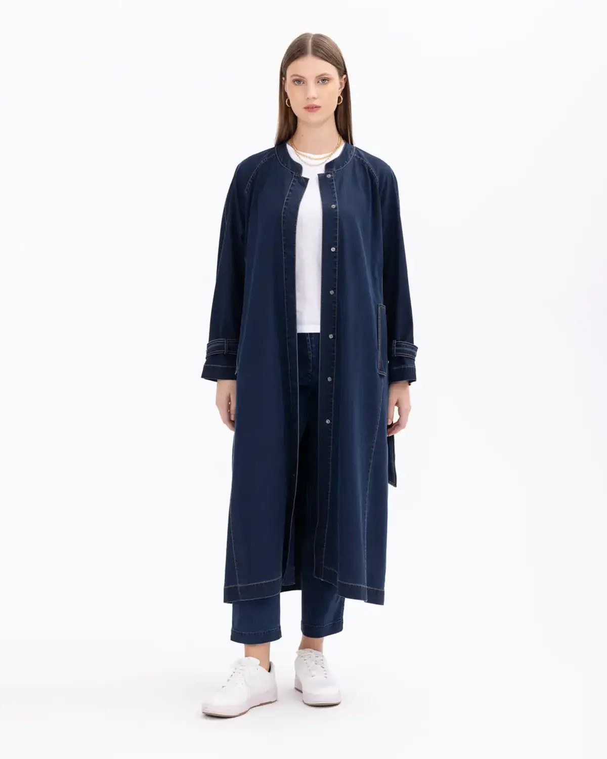 büyük beden kemerli cepli a kesim jean kap