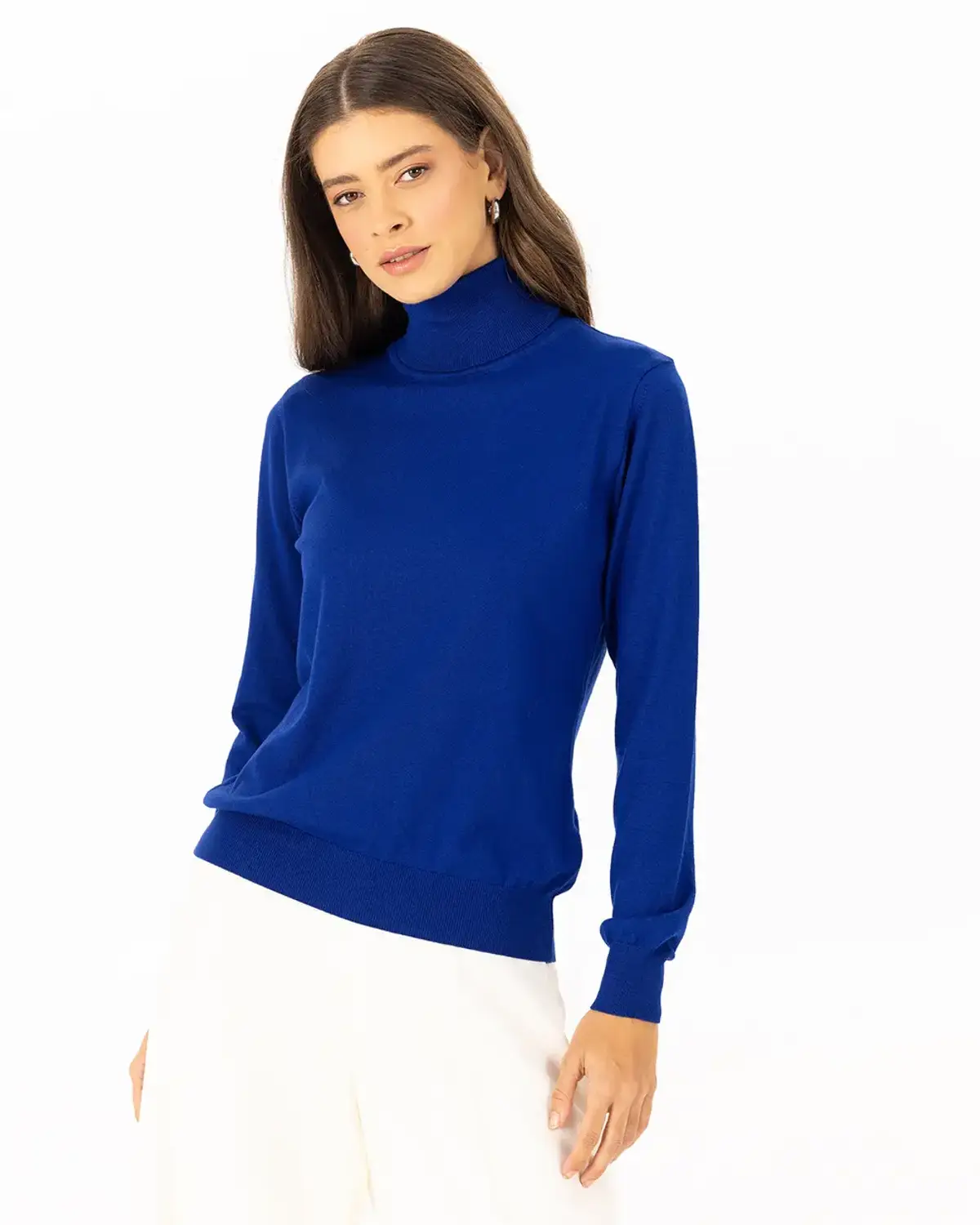 boğazlı basic triko bluz