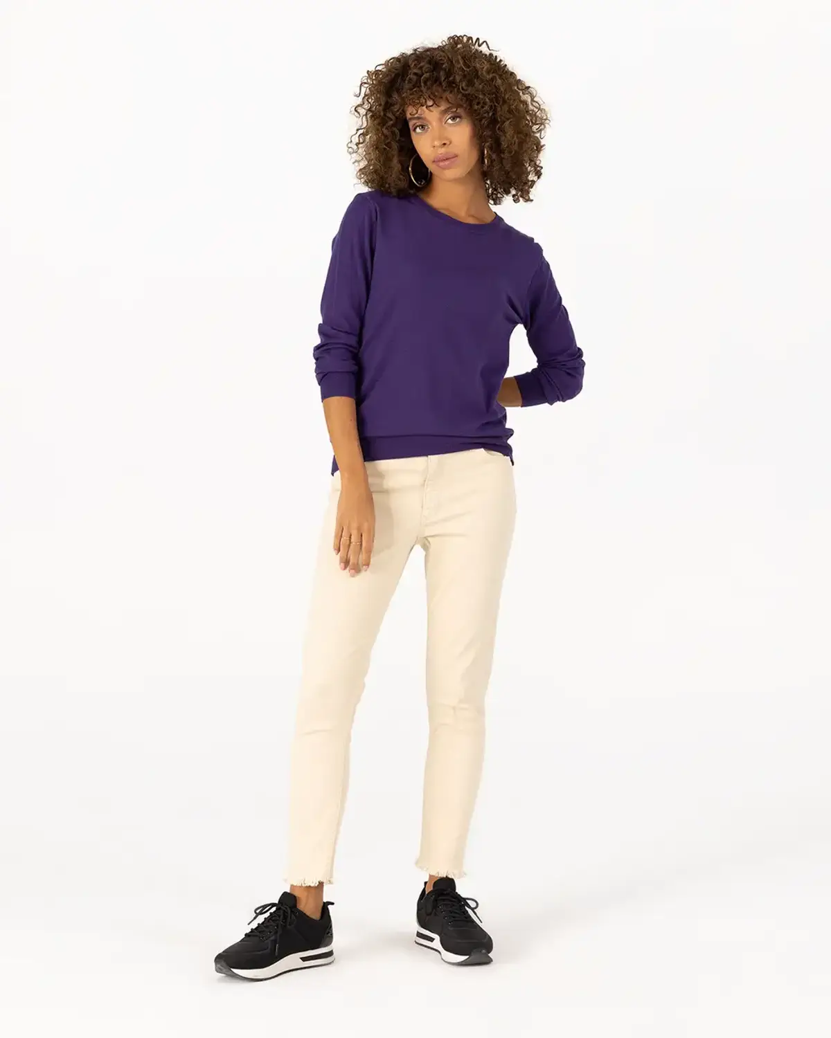 yuvarlak yakalı basic triko bluz