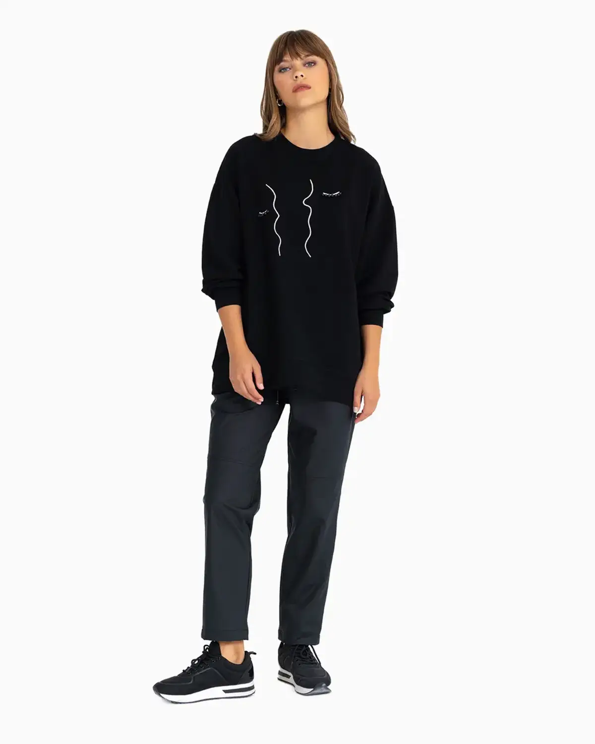 suni deri elastik bel pantolon