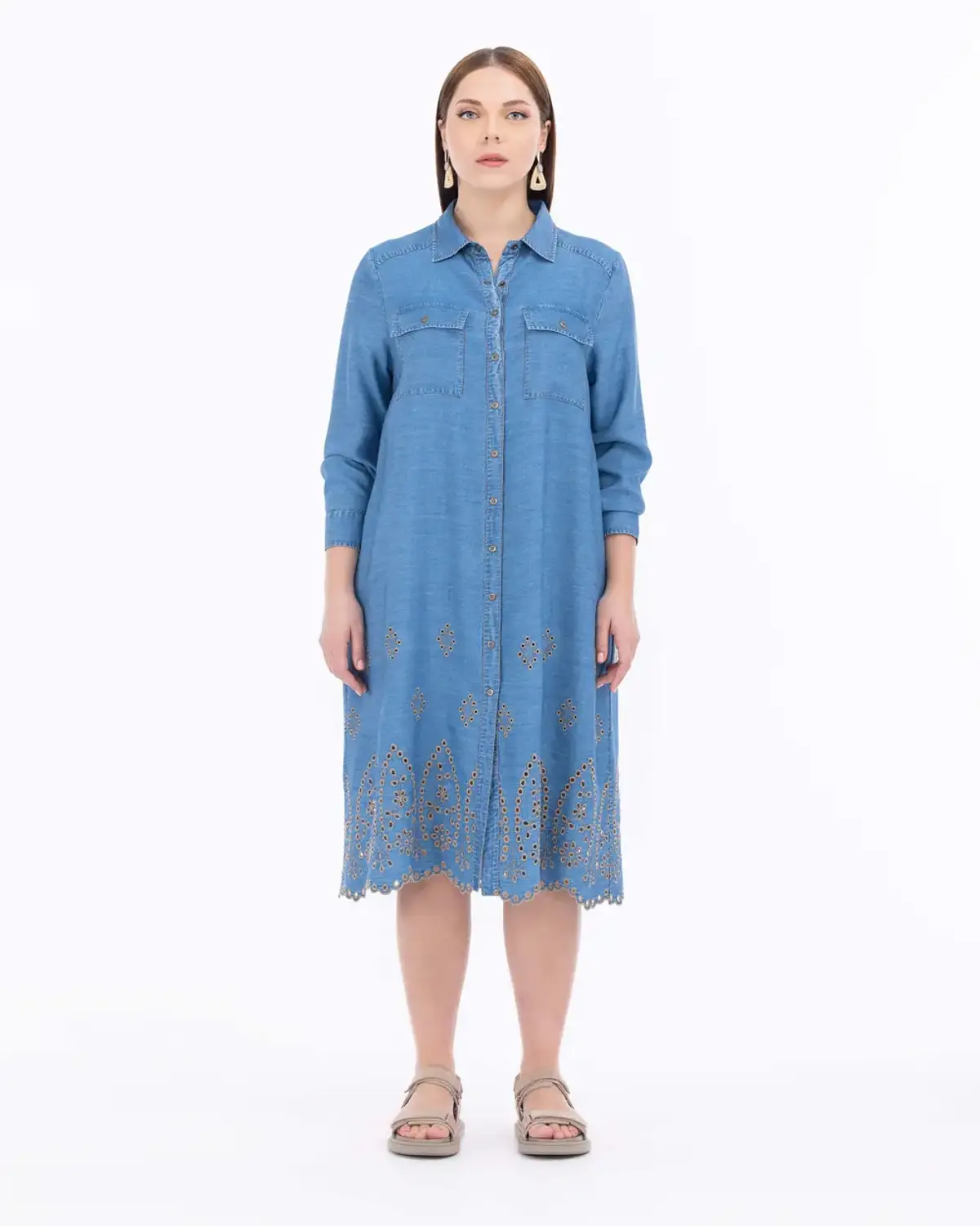 Туника з деніму великого розміру з тенсельної тканини, комфортна та елегантна, дійсно ідеальна для повсякденного використання