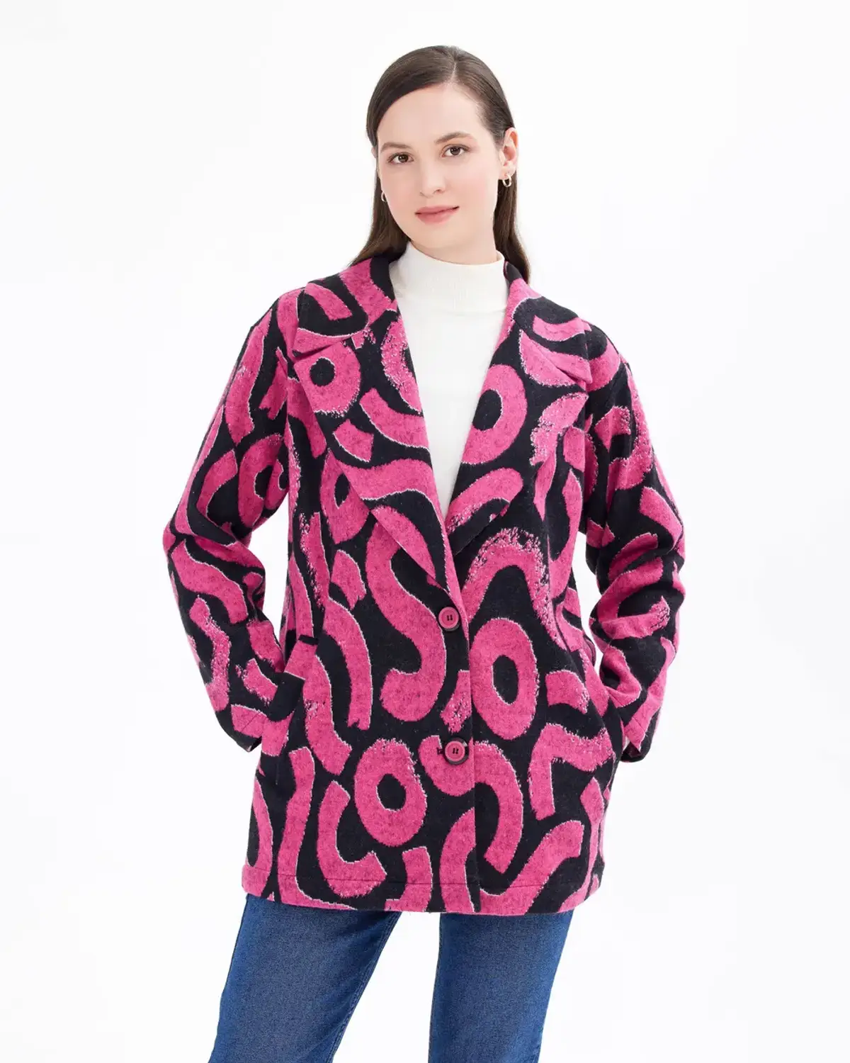 desenli kruvaze yakalı ceket