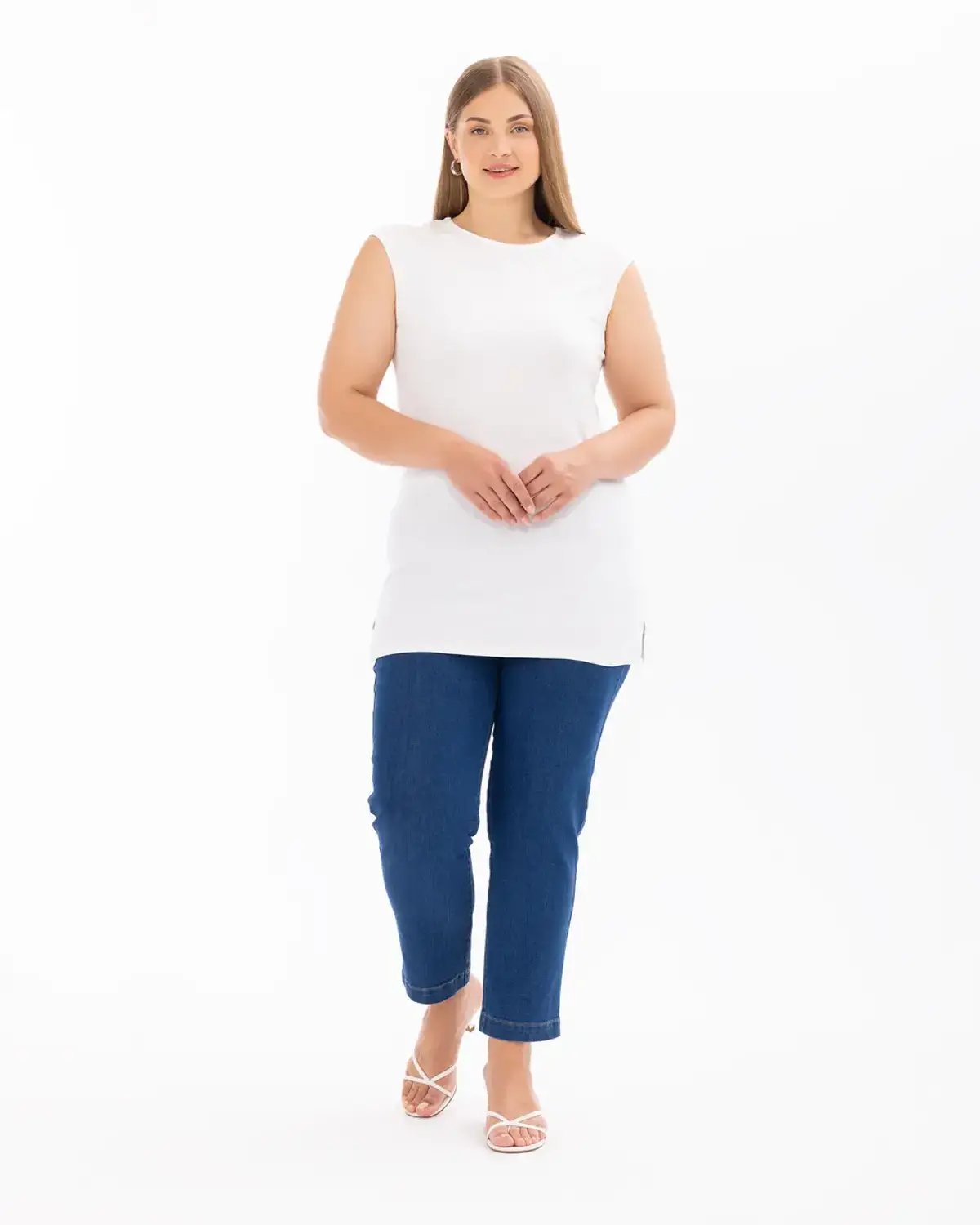 büyük beden basic kolsuz bluz