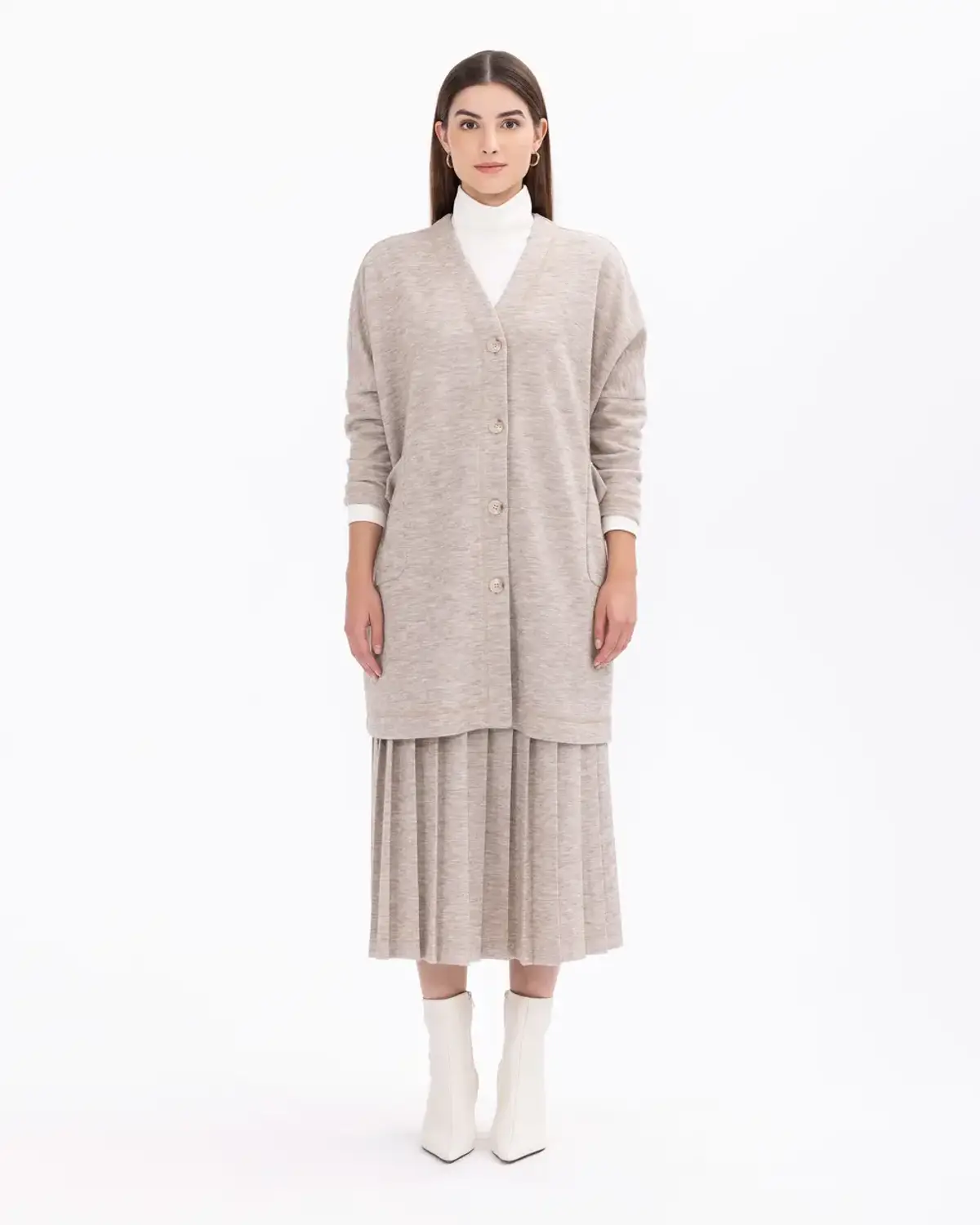 pliseli midi boy örme etek