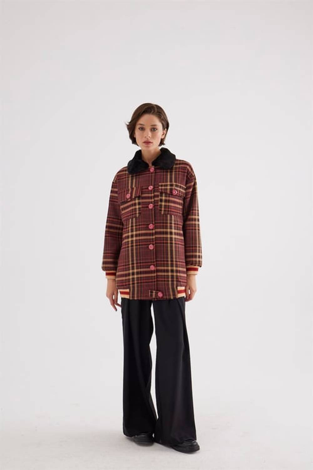 ESTRELLA YAKASI KÜRKLÜ BOMBER DESENLİ