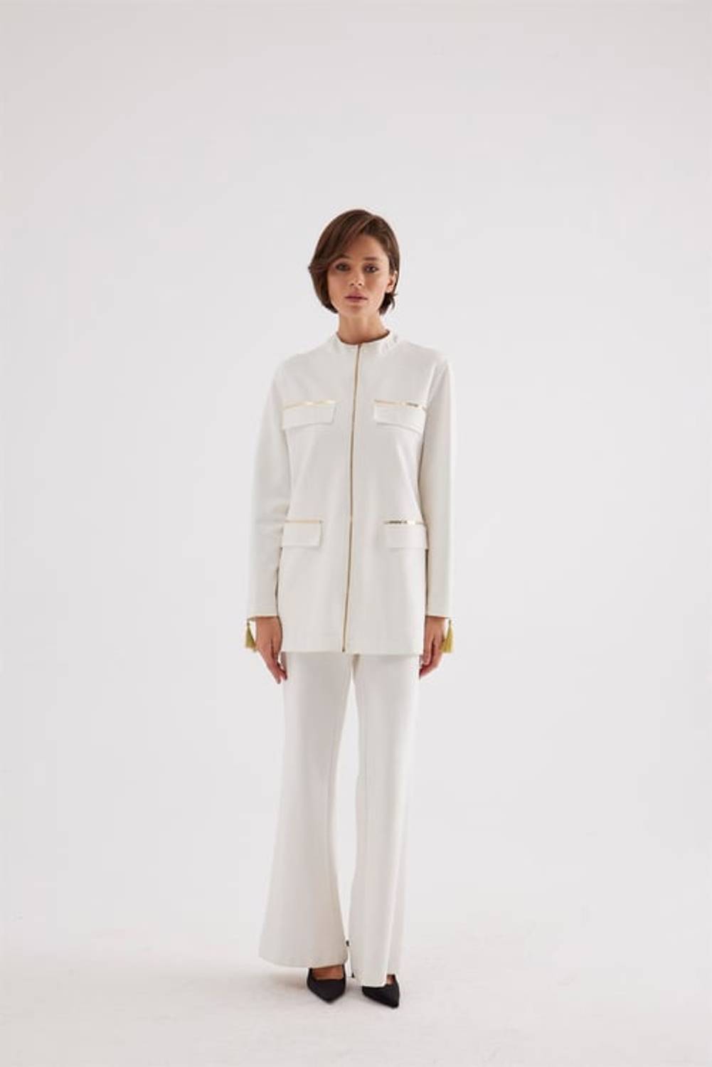 ANİSA GOLD DETAYLI TAKIM EKRU