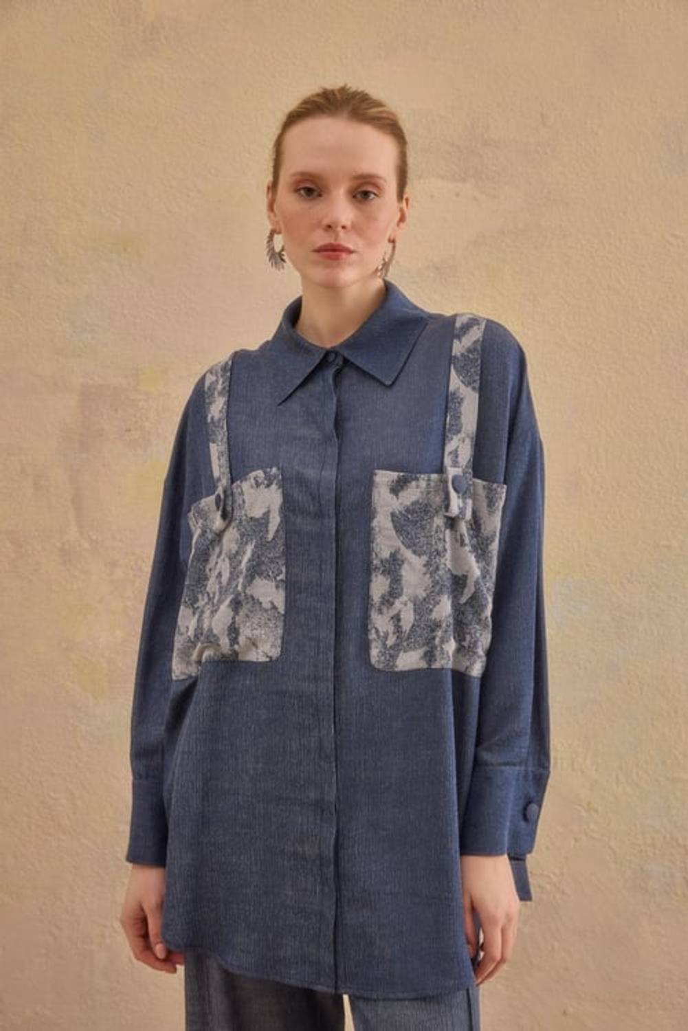 DİNA TENCEL GÖMLEK LACİVERT