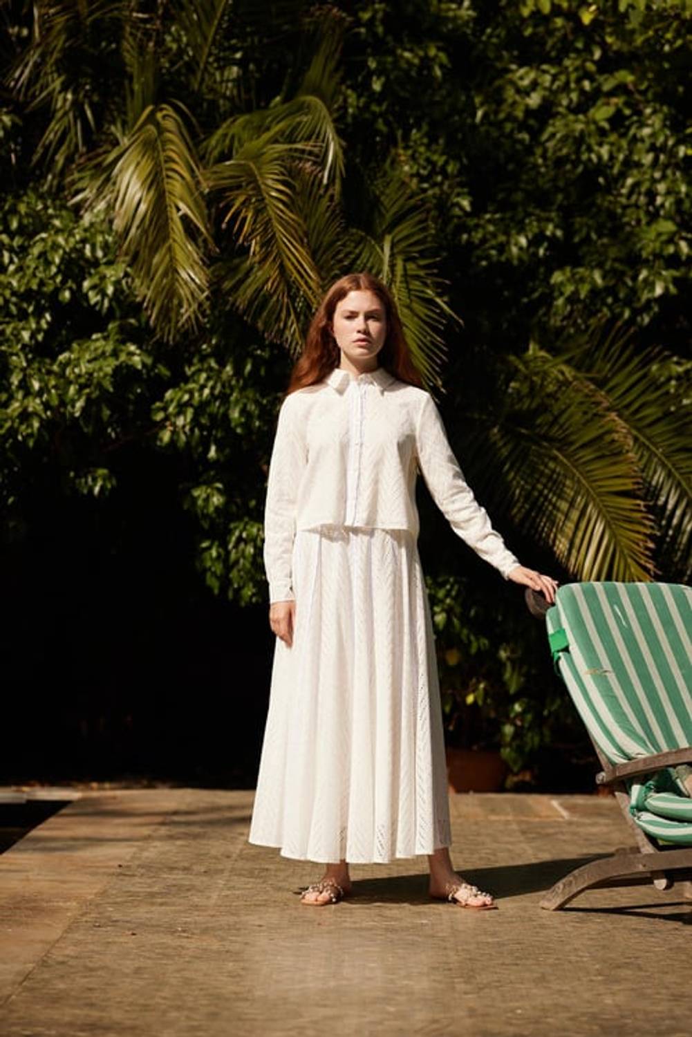 ELİT BRODE ETEKLİ TAKIM BEYAZ