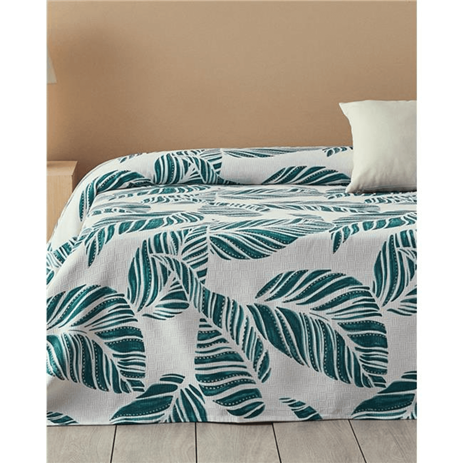 Двуспальный плед English Home Leafy Wonder 200x220 см зеленый из 100% хлопка, коллекция Exotic Carnival