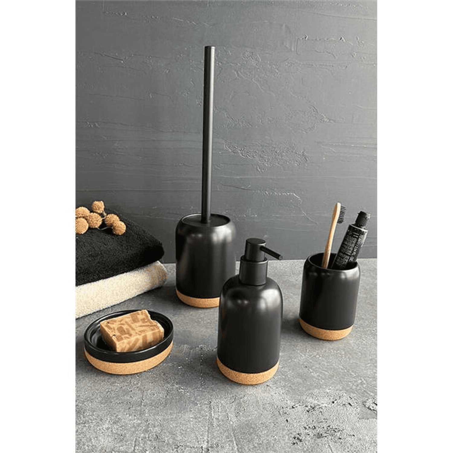 Primanova Cartri 4'lü Banyo Seti Siyah