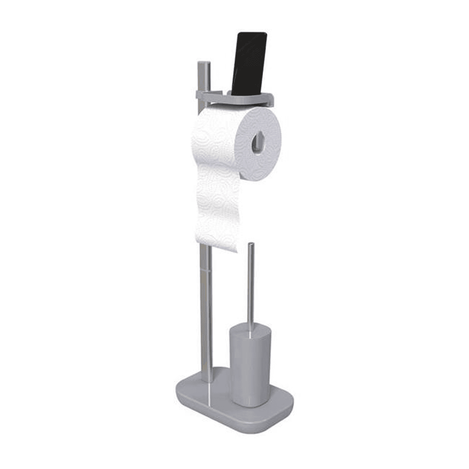 Primanova Suı Ayaklı Tuvalet Kağıtlık Tuvalet Fırçalı Gri