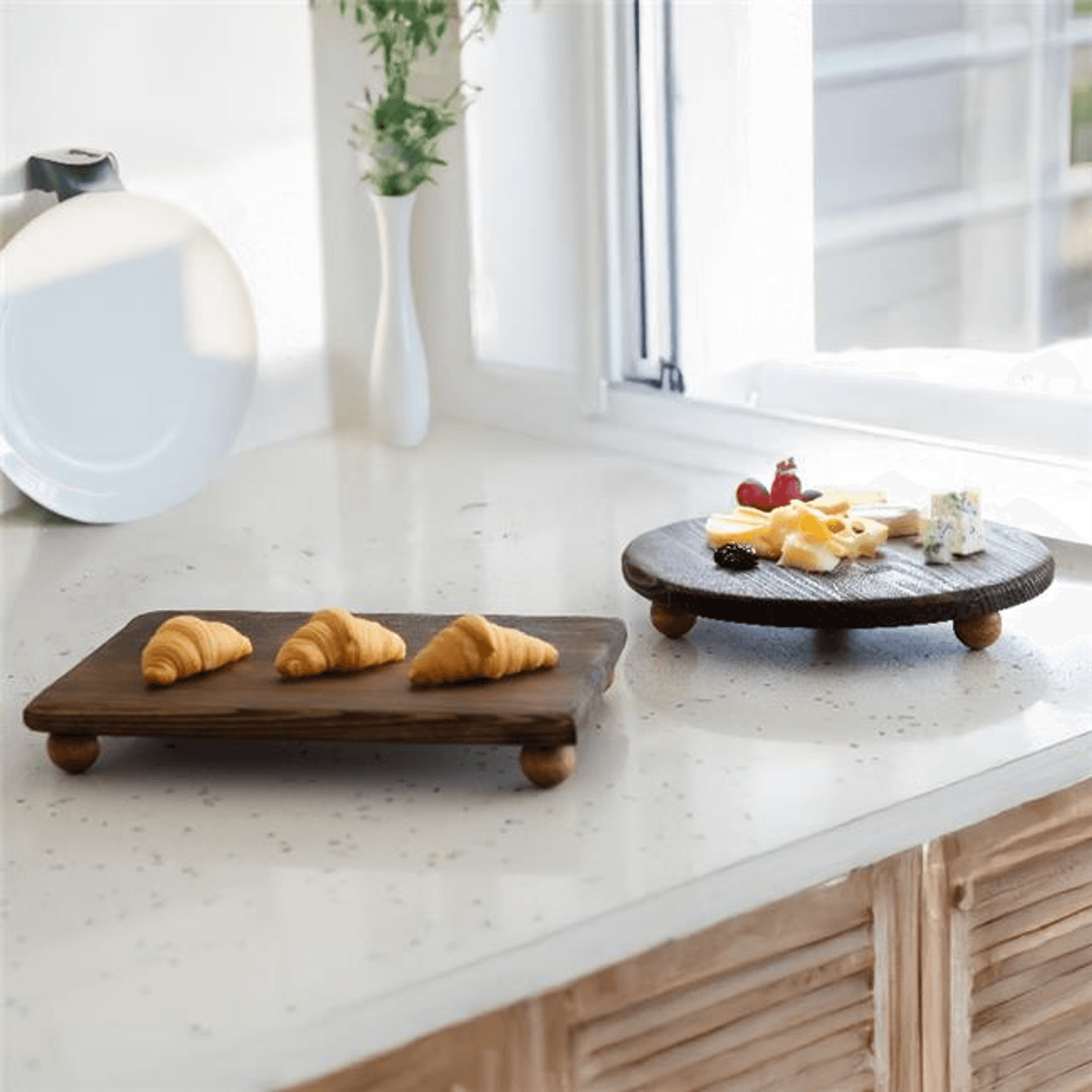 Akayev Ahşap 2'li Dikdörtgen Sunum Tabak Seti