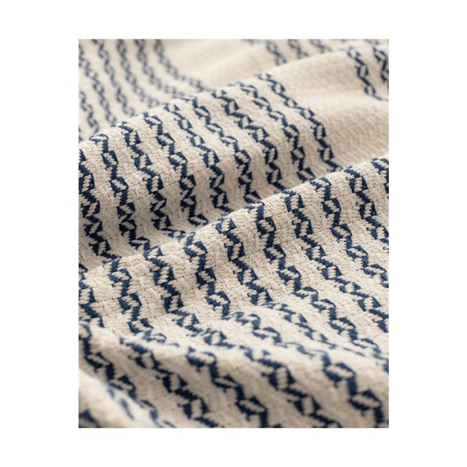 Кровать с покрывалом Madame Coco Denney, 220x240 см, экрю/индиго, 70% хлопок, 30% полиэстер, местное производство, стильный дизайн с бахромой