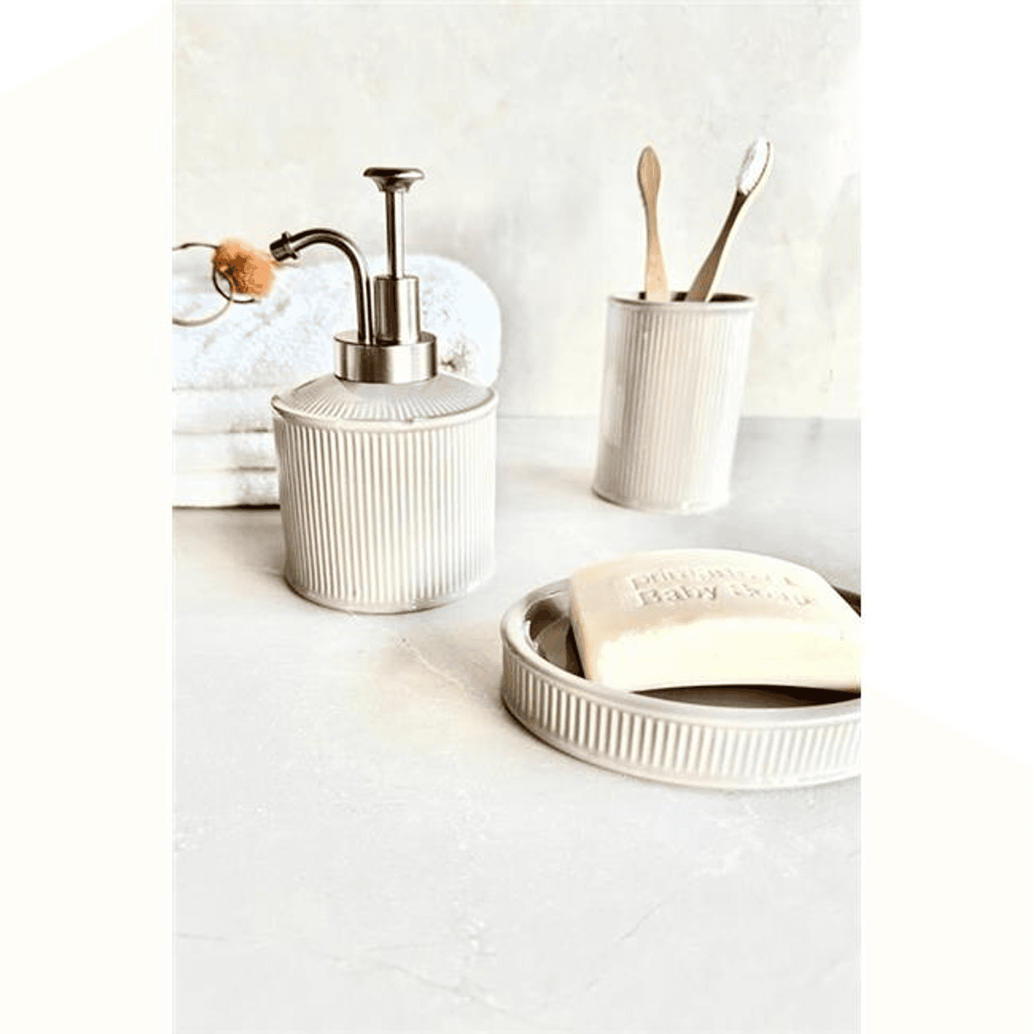 Primanova Flort 3'lü Banyo Seti Bej