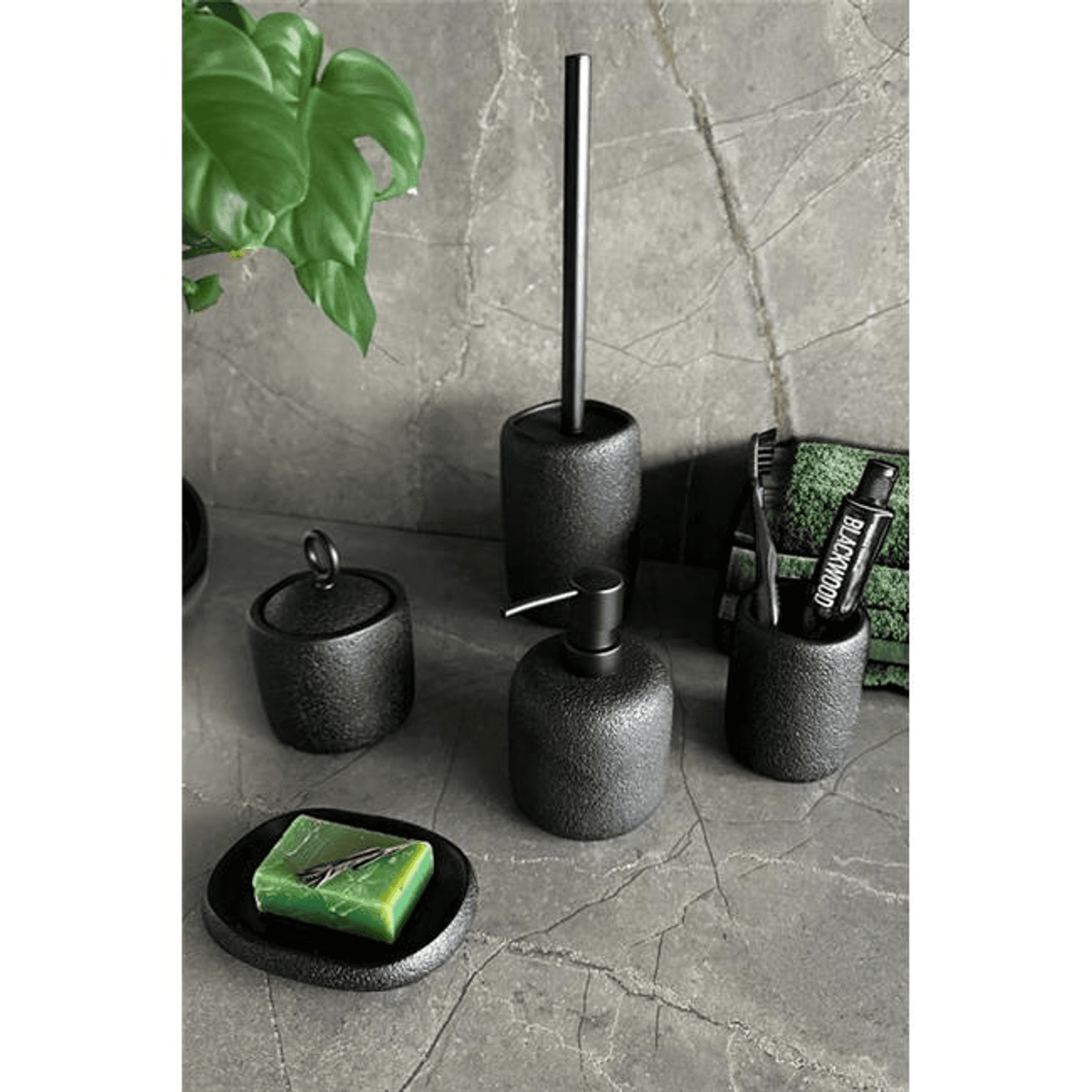 Primanova Yonksu 5'li Banyo Seti Siyah