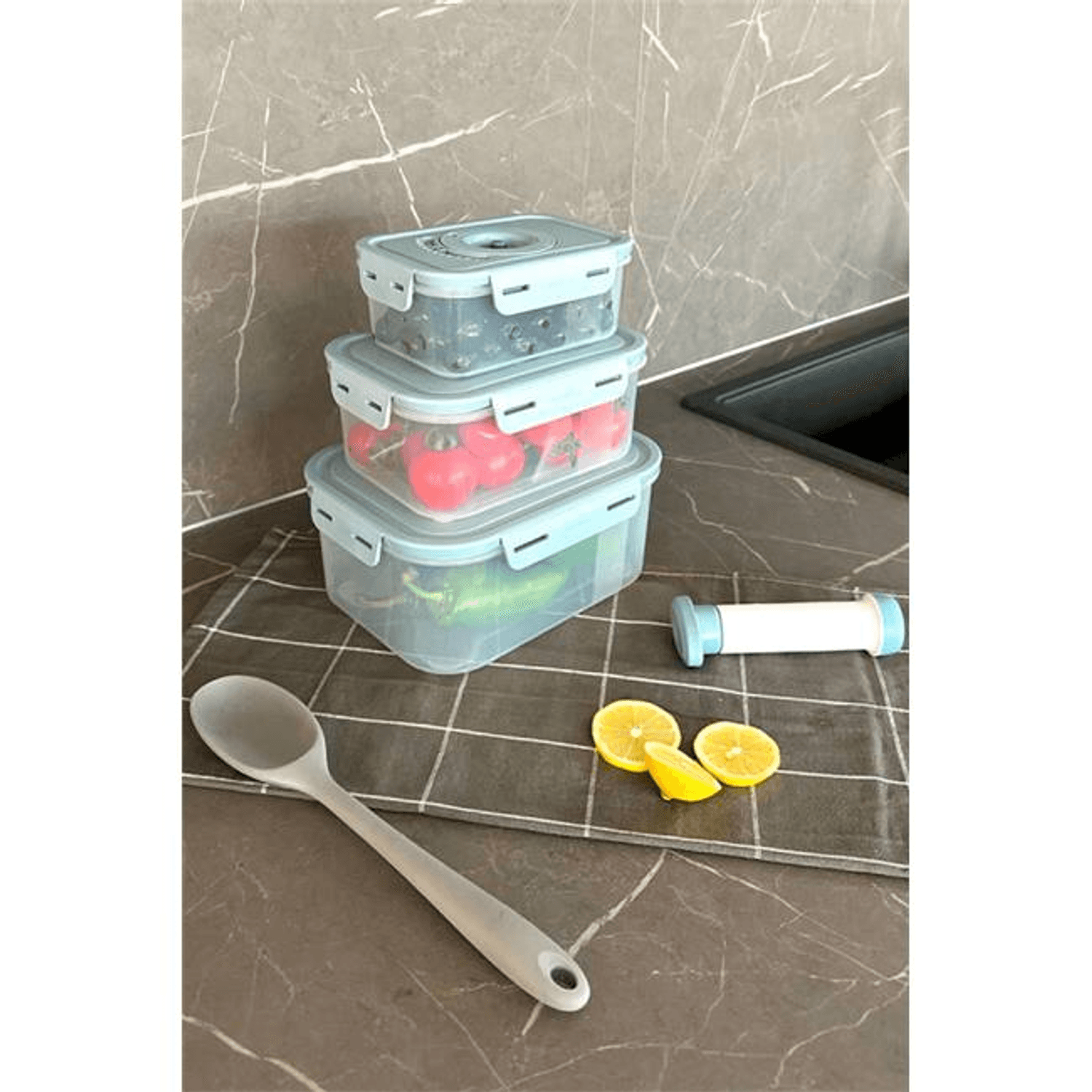 Primanova Seoul Vakumlu Taze Ürün Saklama Kabı 3'lü Set