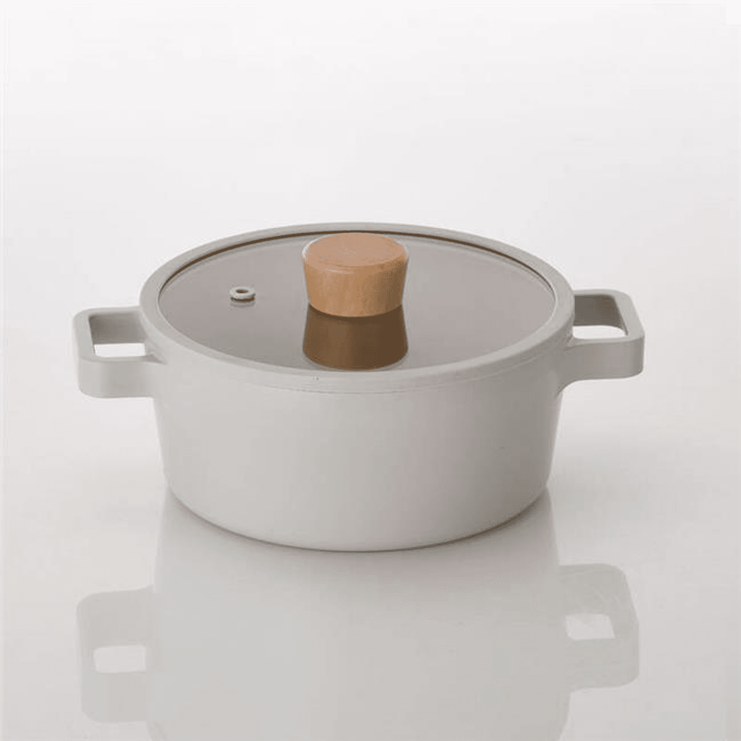 Neoflam Fika Alüminyum Döküm Tencere Cam Kapaklı 18CM Bej