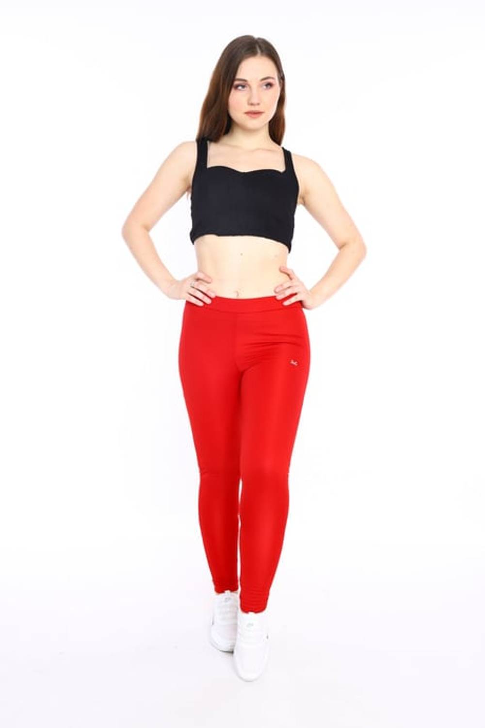 Escetic Red Women's Polyester Normal Waist Breathable Sports Tights 0282