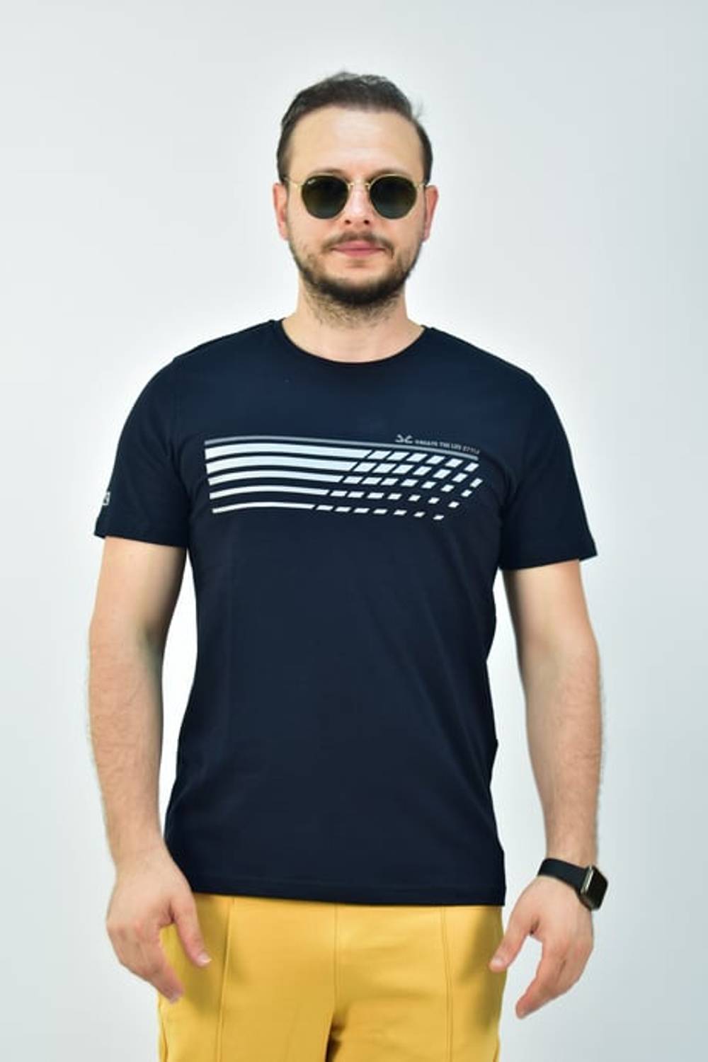 Escetic Navy Blue Men's Slimfit 95% Cotton Single Jersey Breathable Sports T-Shirt 0780