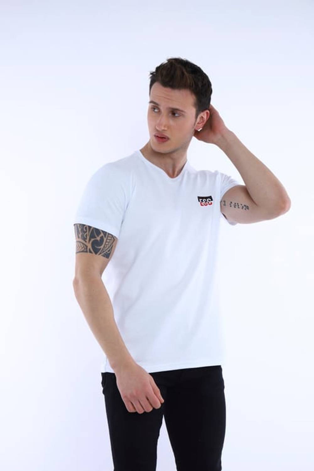 Escetic White Men's Ragular Fit Cotton USA Pique Breathable Sports T-Shirt 0830