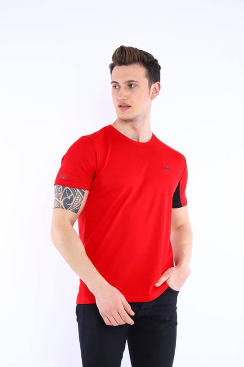 Escetic Red Men's Ragular Fit Cotton USA Pique Breathable Sports T-Shirt 0829