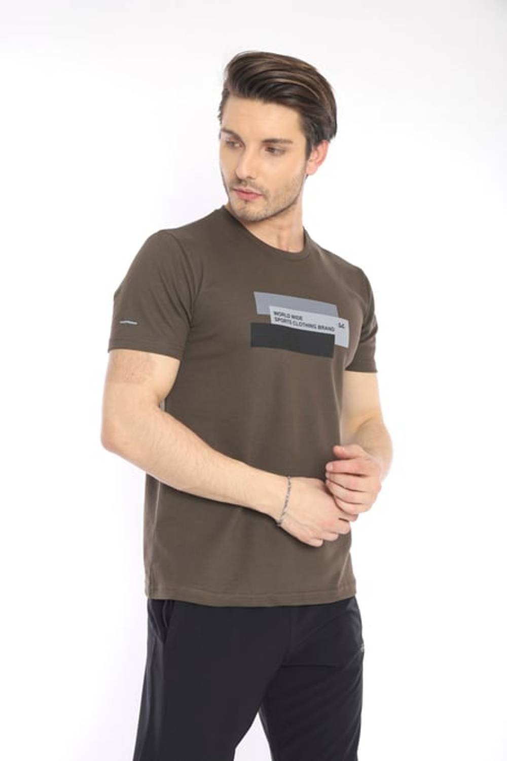 Escetic Khaki Men's Ragular Fit Cotton USA Pique Breathable Sports T-Shirt 0876
