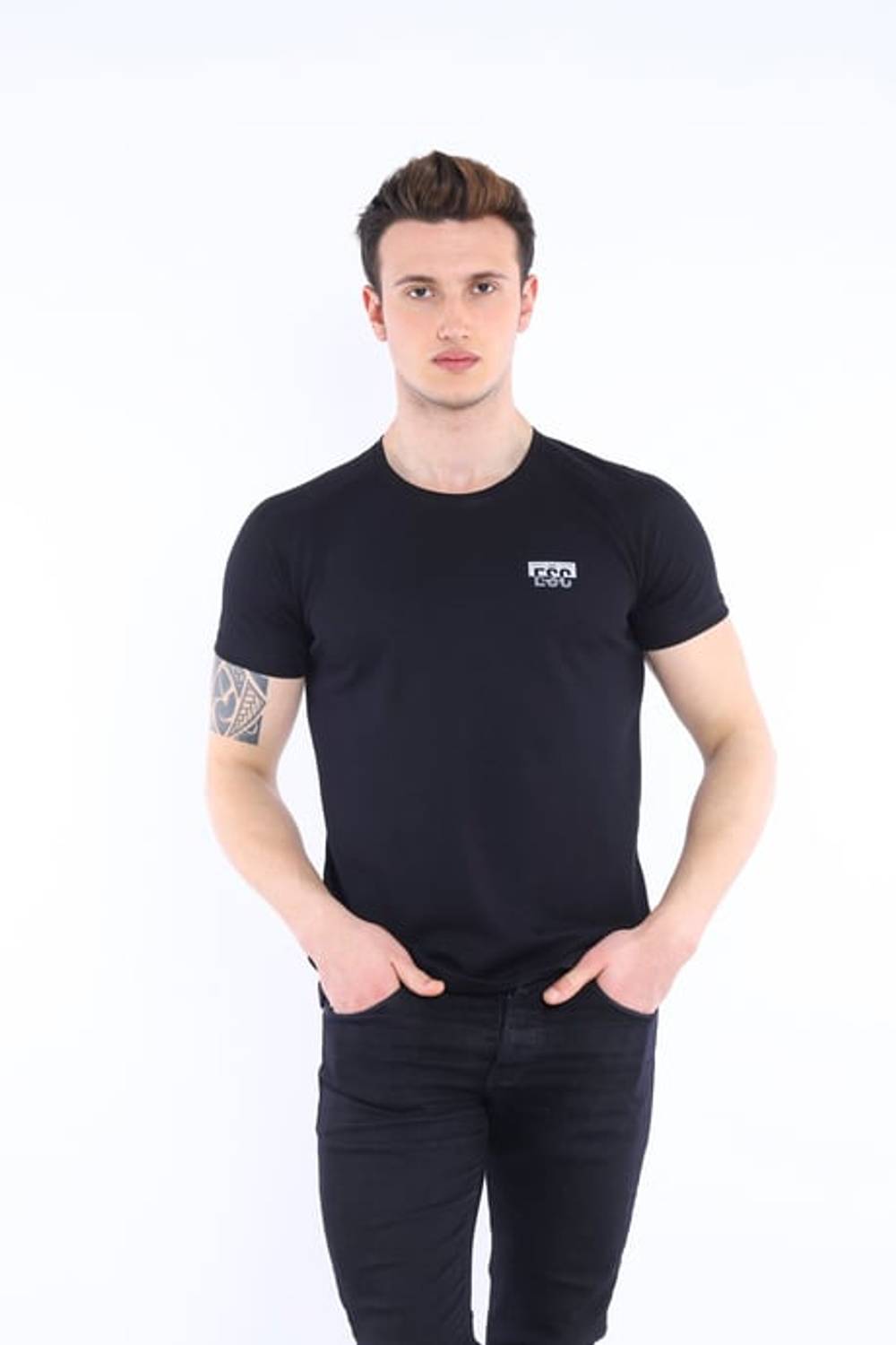 Escetic Black Men's Ragular Fit Cotton USA Piqué Breathable Sports T-Shirt 0830