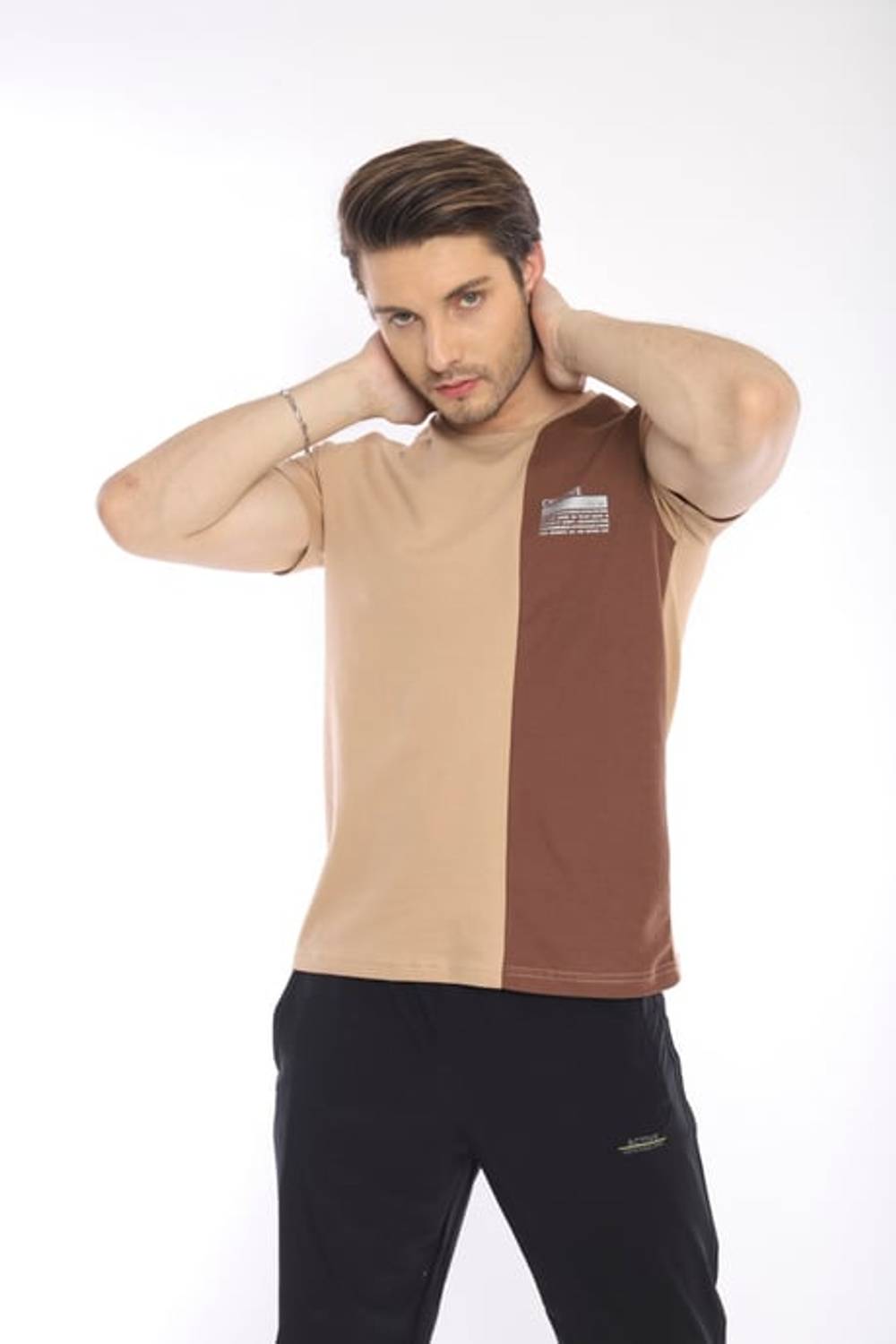 Escetic Men's Regular Fit Breathable Cotton Sports T-Shirt in Salmon, 100% Domestic Production, Lightweight and Comfortable