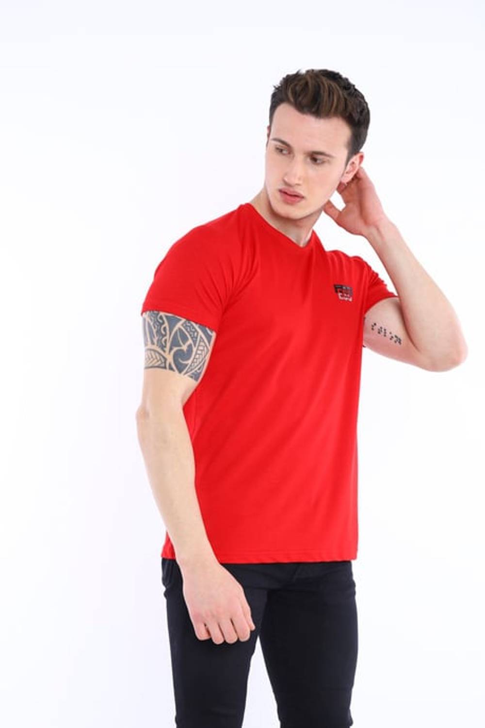Escetic Red Men's Ragular Fit Cotton USA Pique Breathable Sports T-Shirt 0830