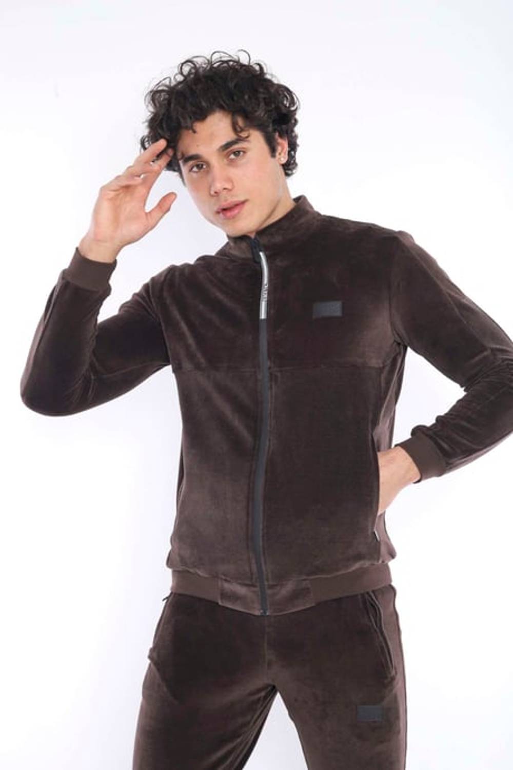 بدلة رياضية للرجال بنية اللون ذات 4 جيوب مخملية قابلة للتنفس 4 مواسم 6637