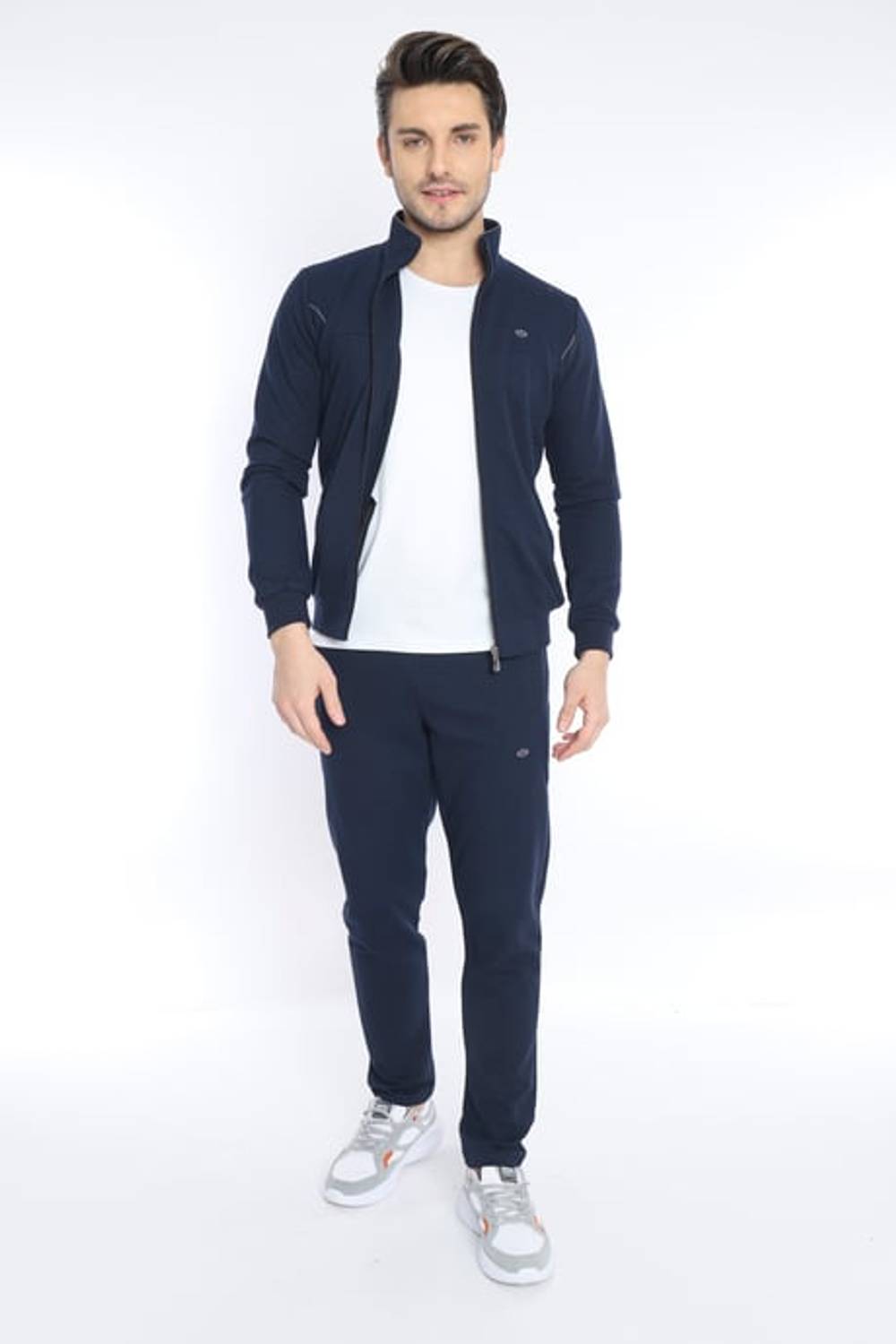 Escetic Lacivert Erkek 4 Cepli Nefes Alabilen Pıtırcık Kumaş Spor Slimfit Eşofman Takımı 6748