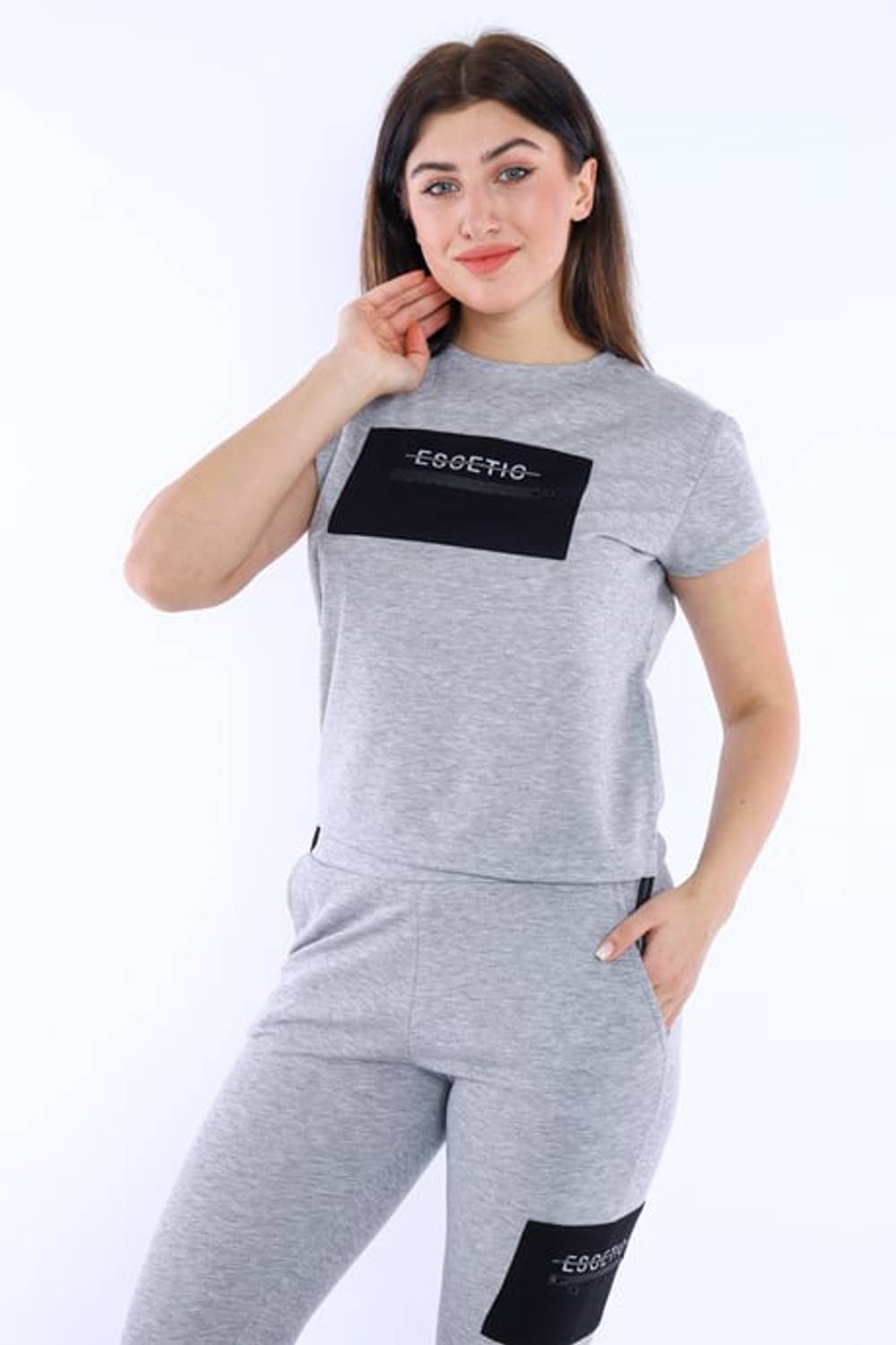 Escetic G2 Melange Women's Woven Detailed US Pique Breathable T-shirt Set A3004