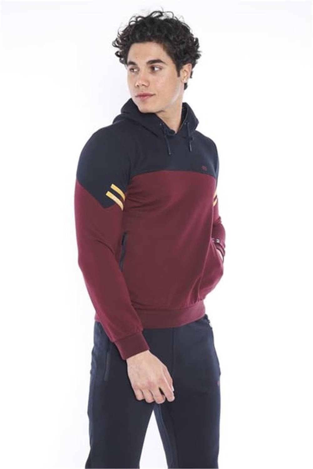 Escetic Claret Red Men's 3 Thread Breathable Cotton Printed Sports Slimfit Sweat Suit A3039