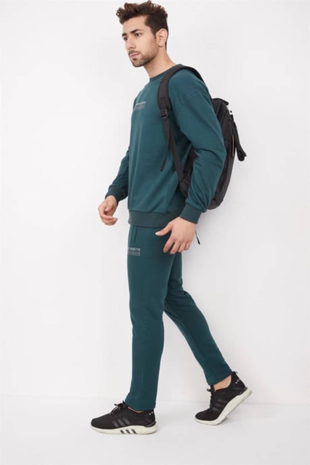 Чоловічий зелений oversize спортивний комплект з флісової бавовни Escetic із принтом для комфорту та стилю